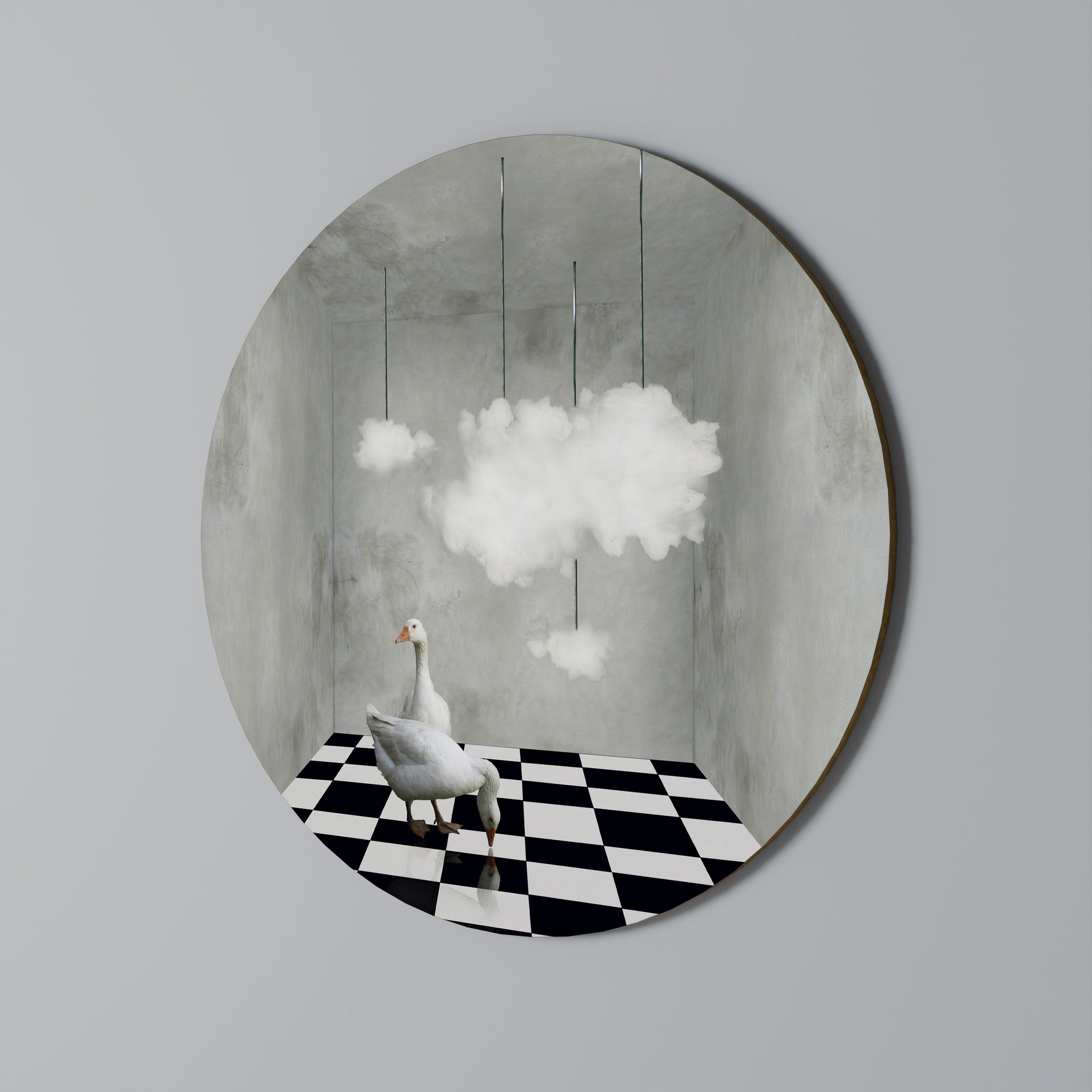 CHESS CLOUD SWAN Round Wall Art
