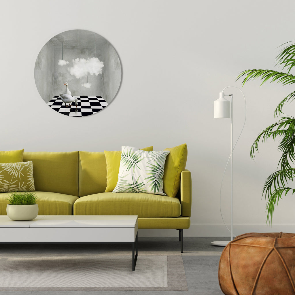 CHESS CLOUD SWAN Round Wall Art