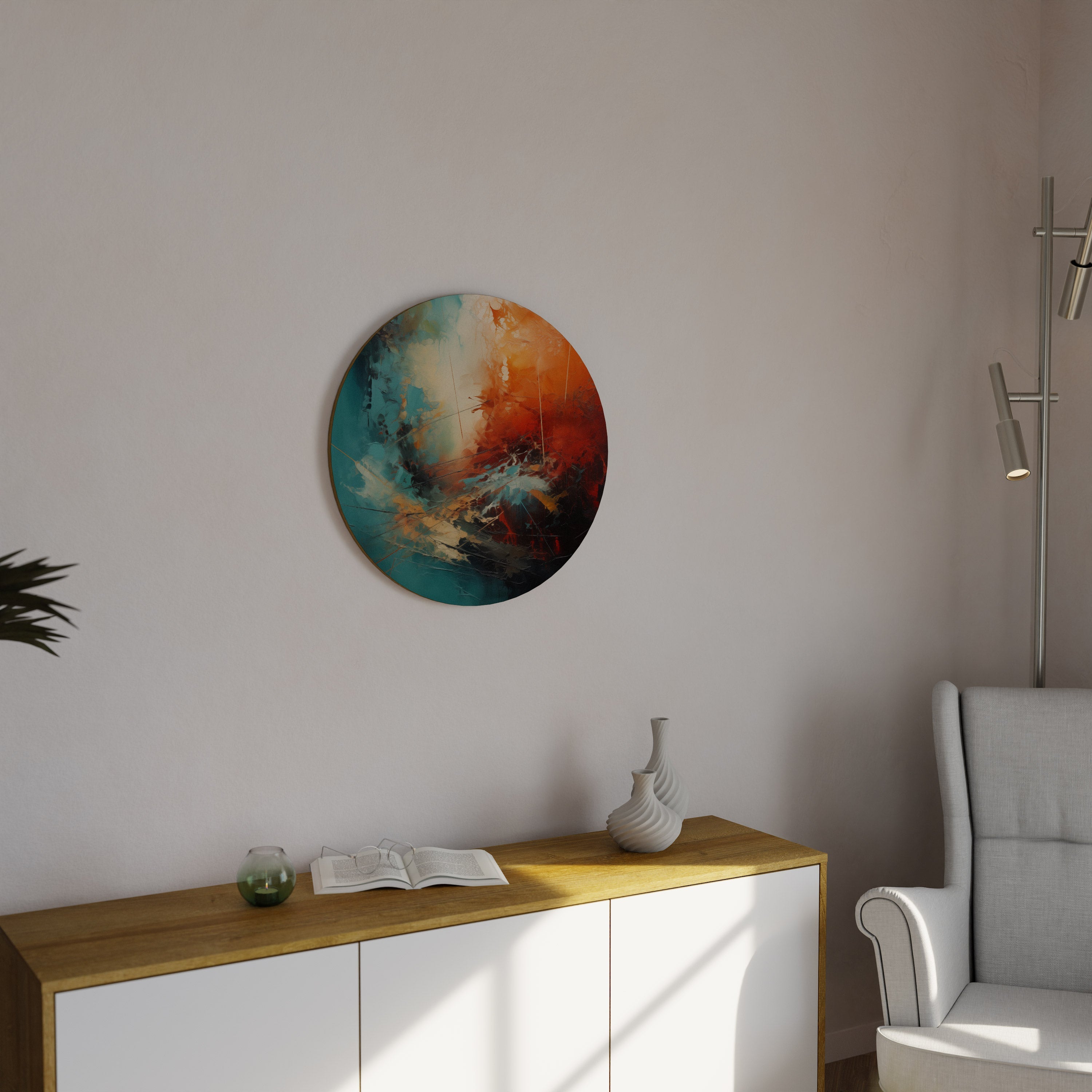 FIERY FUSION Round Wall Art