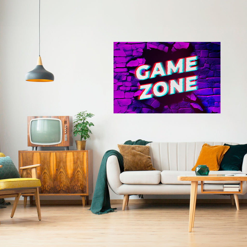 LUMINOUS GAME ZONE Poster Horizontal Autocolante