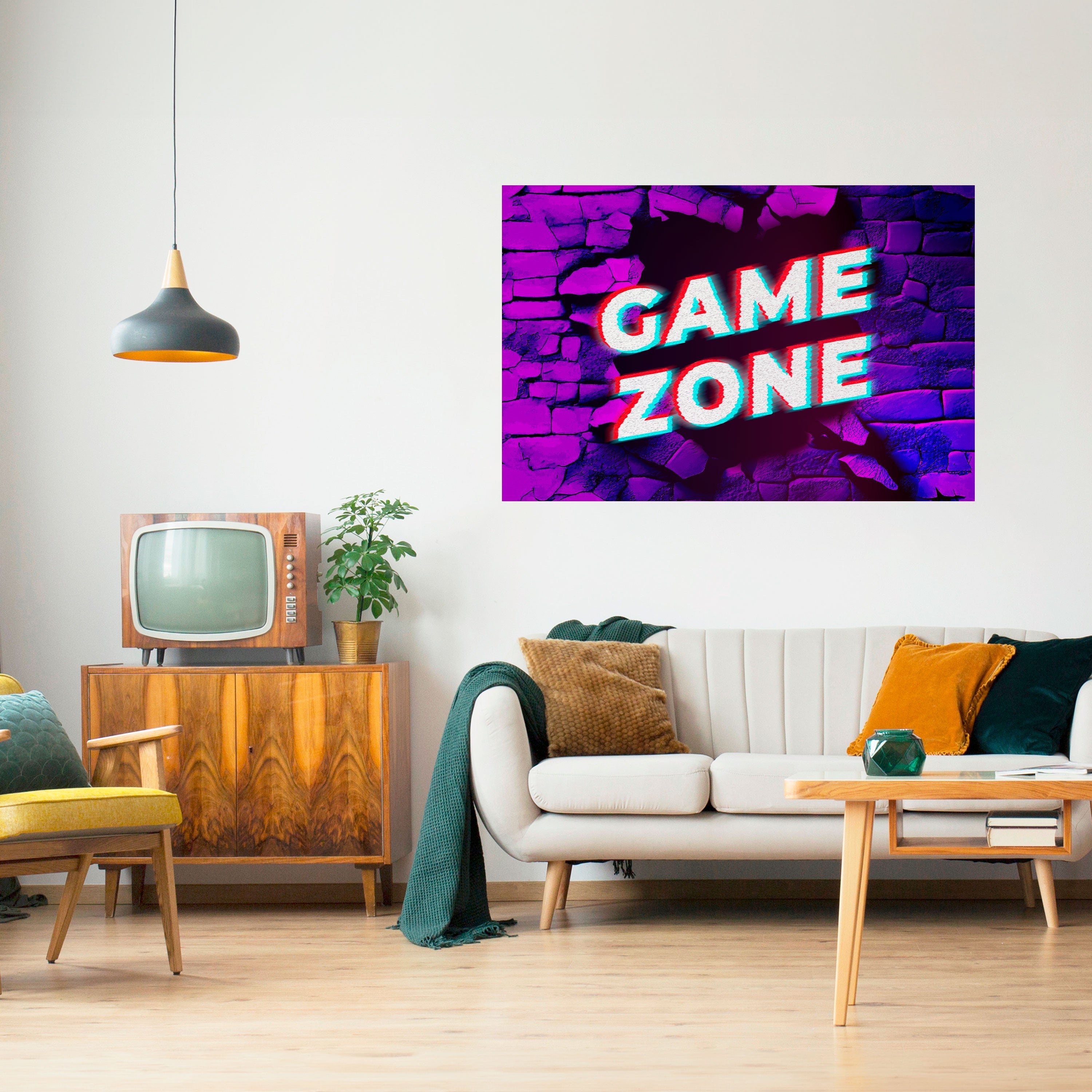 LUMINOUS GAME ZONE Poster Horizontal Autocolante