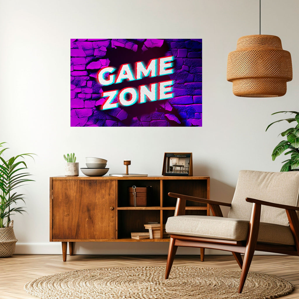 LUMINOUS GAME ZONE Poster Horizontal Autocolante