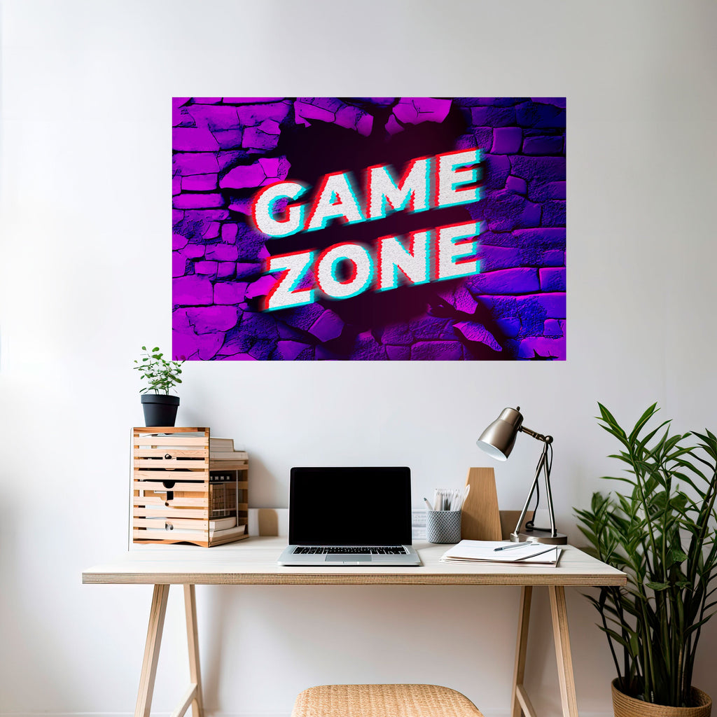 LUMINOUS GAME ZONE Poster Horizontal Autocolante