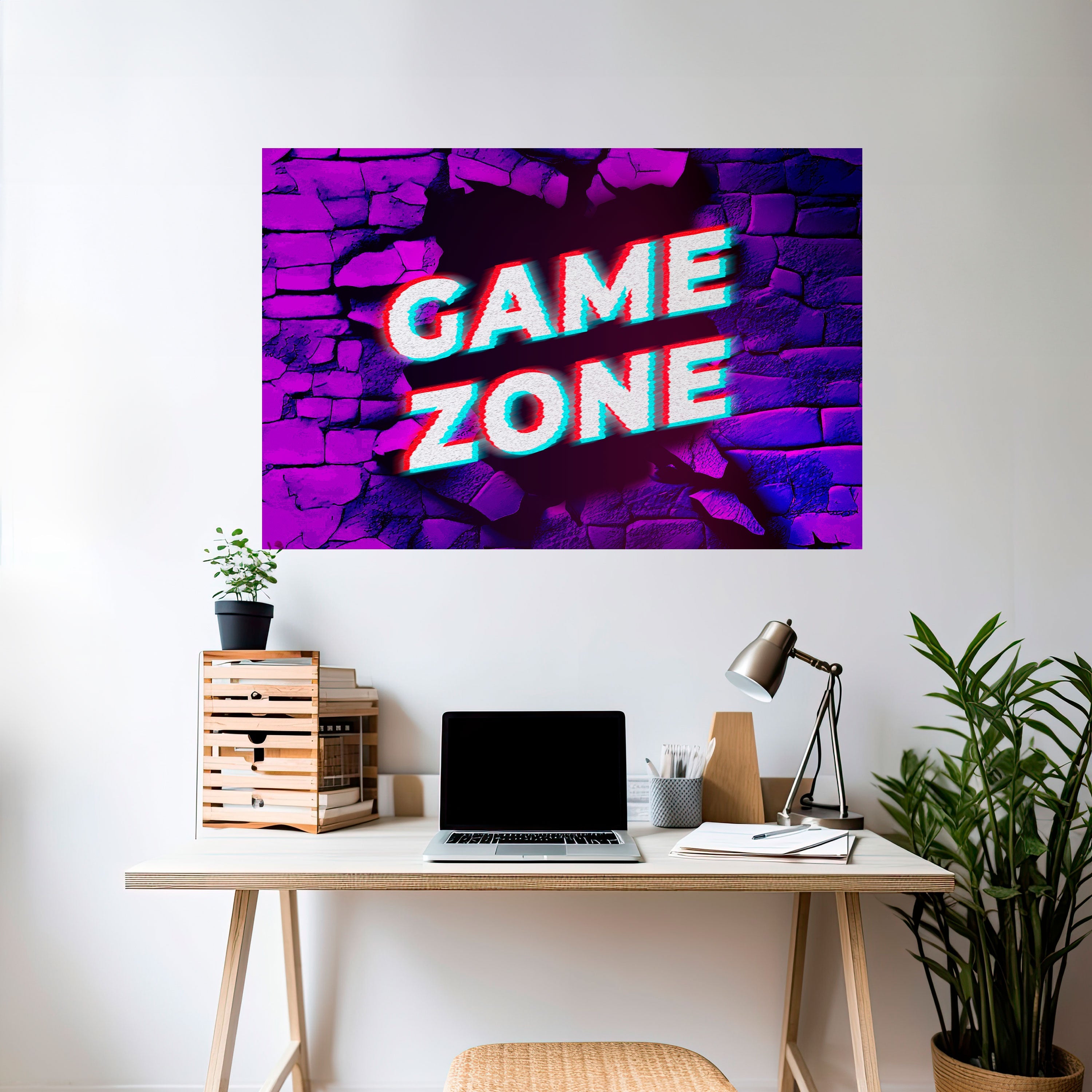 LUMINOUS GAME ZONE Poster Horizontal Autocolante
