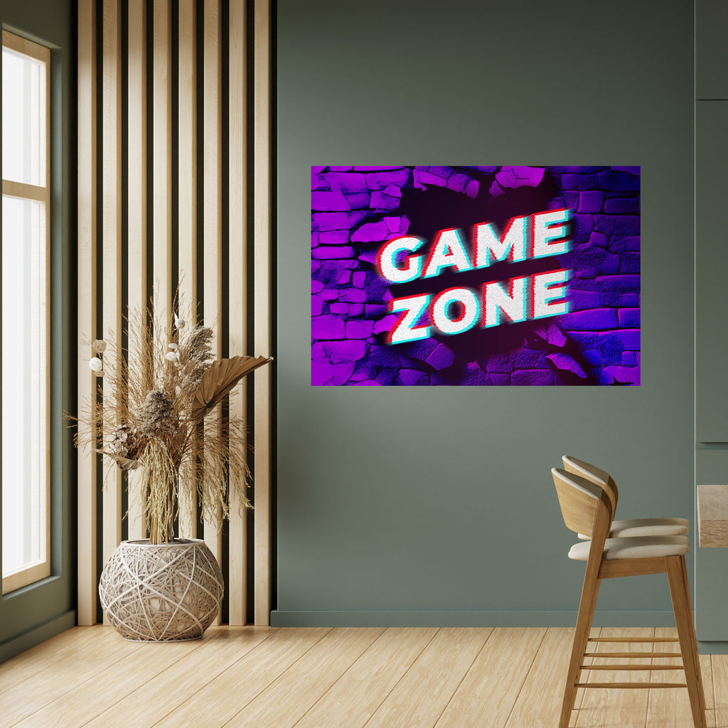 LUMINOUS GAME ZONE Poster Horizontal Autocolante