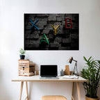 GAMER BRICK LETTERS Poster Horizontal Autocolante