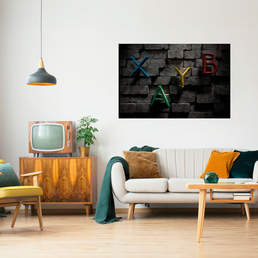GAMER BRICK LETTERS Poster Horizontal Autocolante