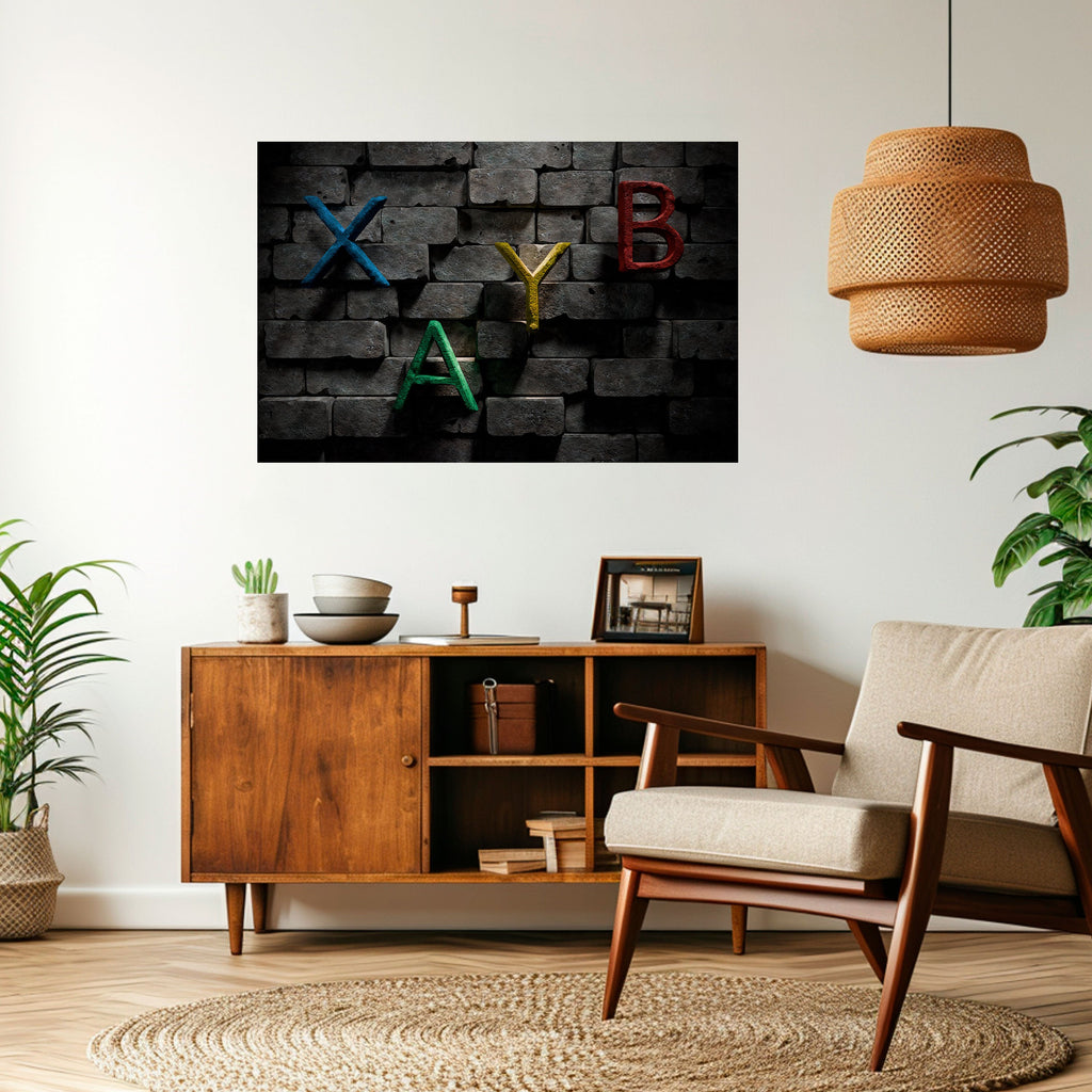 GAMER BRICK LETTERS Poster Horizontal Autocolante