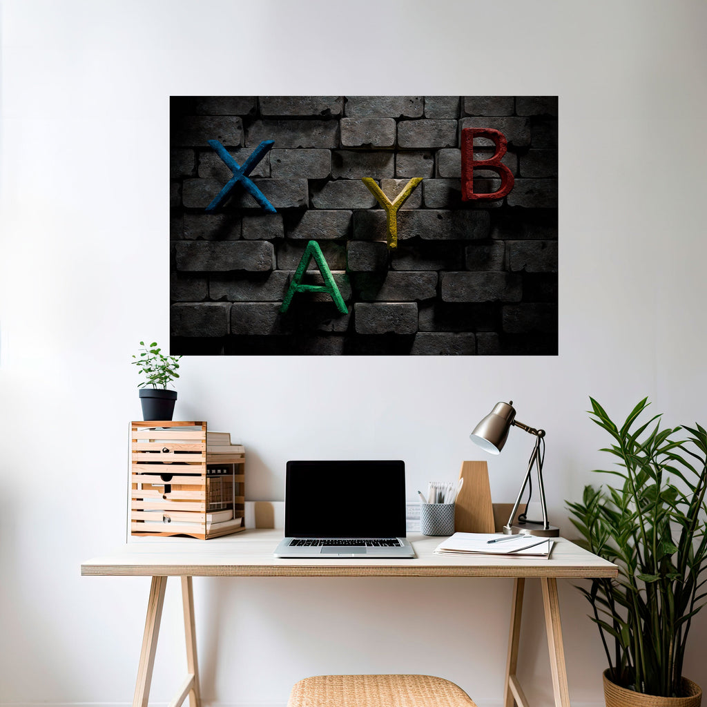 GAMER BRICK LETTERS Poster Horizontal Autocolante