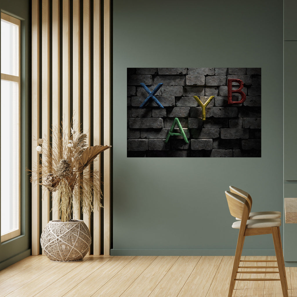 GAMER BRICK LETTERS Poster Horizontal Autocolante