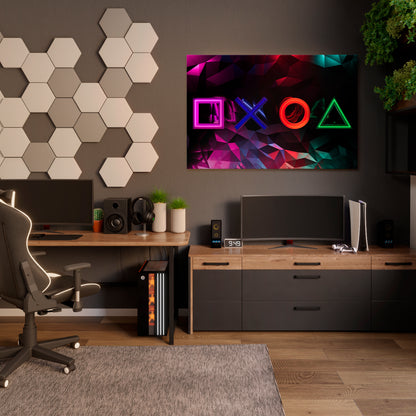 GEOMETRIC GAMER ICONS Horizontal Canvas Print