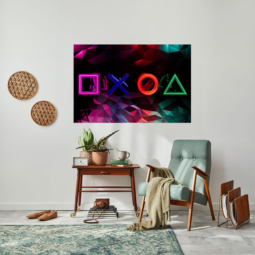 GEOMETRIC GAMER ICONS Poster Horizontal Autocolante