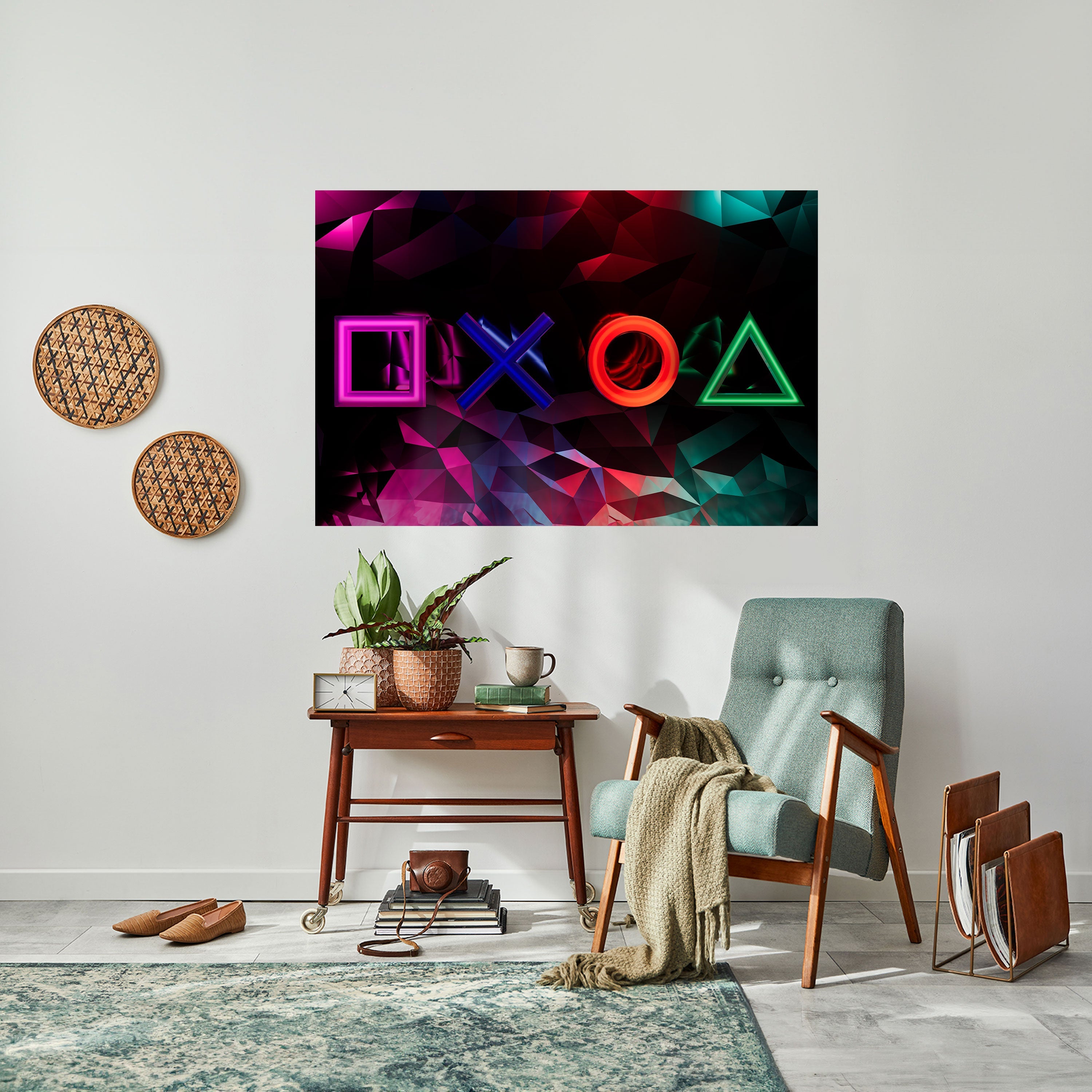 GEOMETRIC GAMER ICONS Poster Horizontal Autocolante