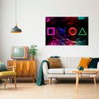 GEOMETRIC GAMER ICONS Poster Horizontal Autocolante