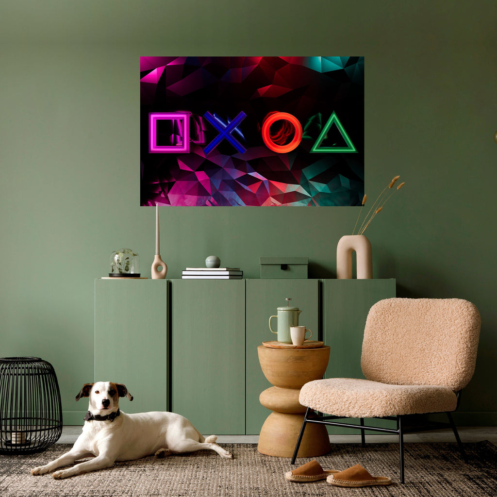 GEOMETRIC GAMER ICONS Poster Horizontal Autocolante