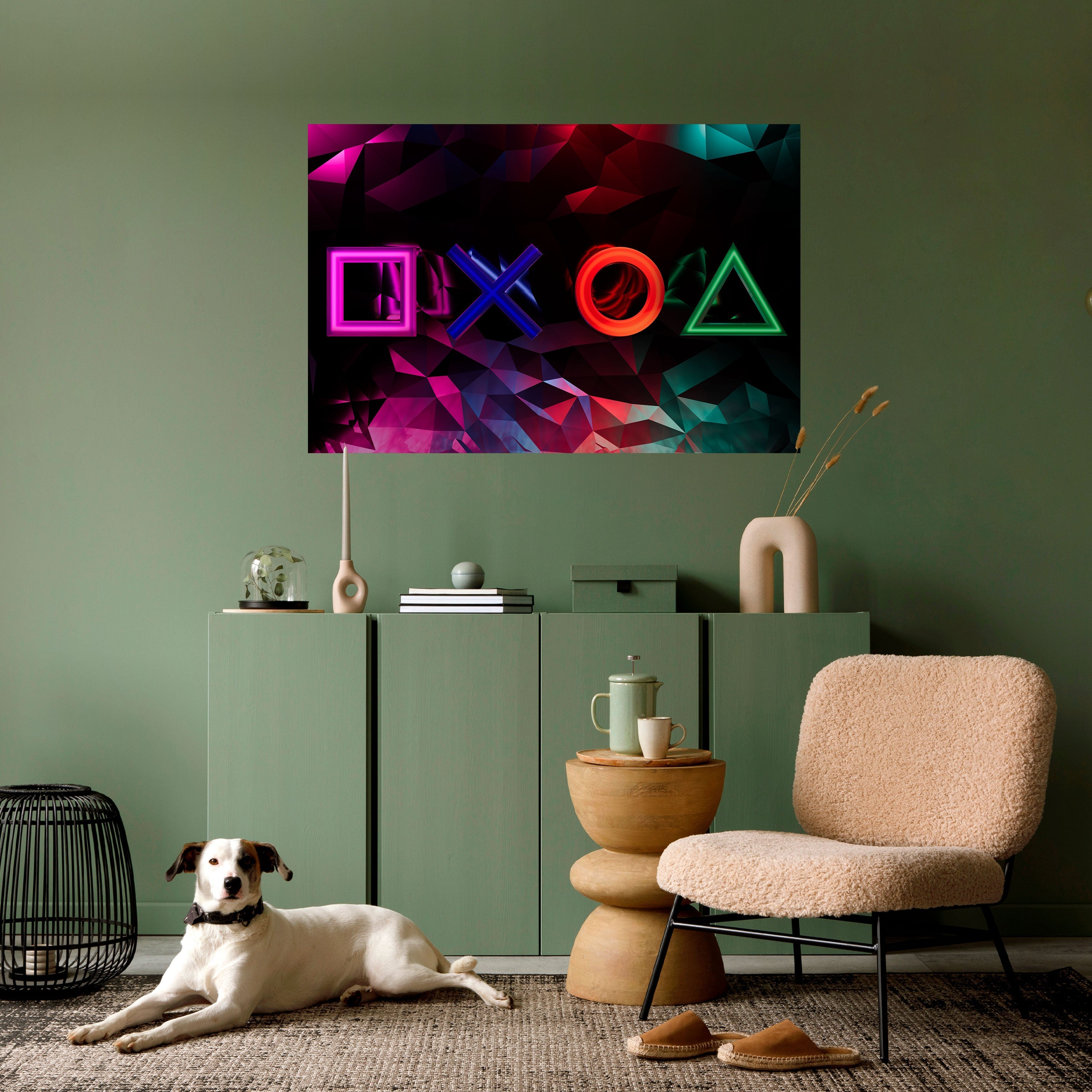 GEOMETRIC GAMER ICONS Poster Horizontal Autocolante