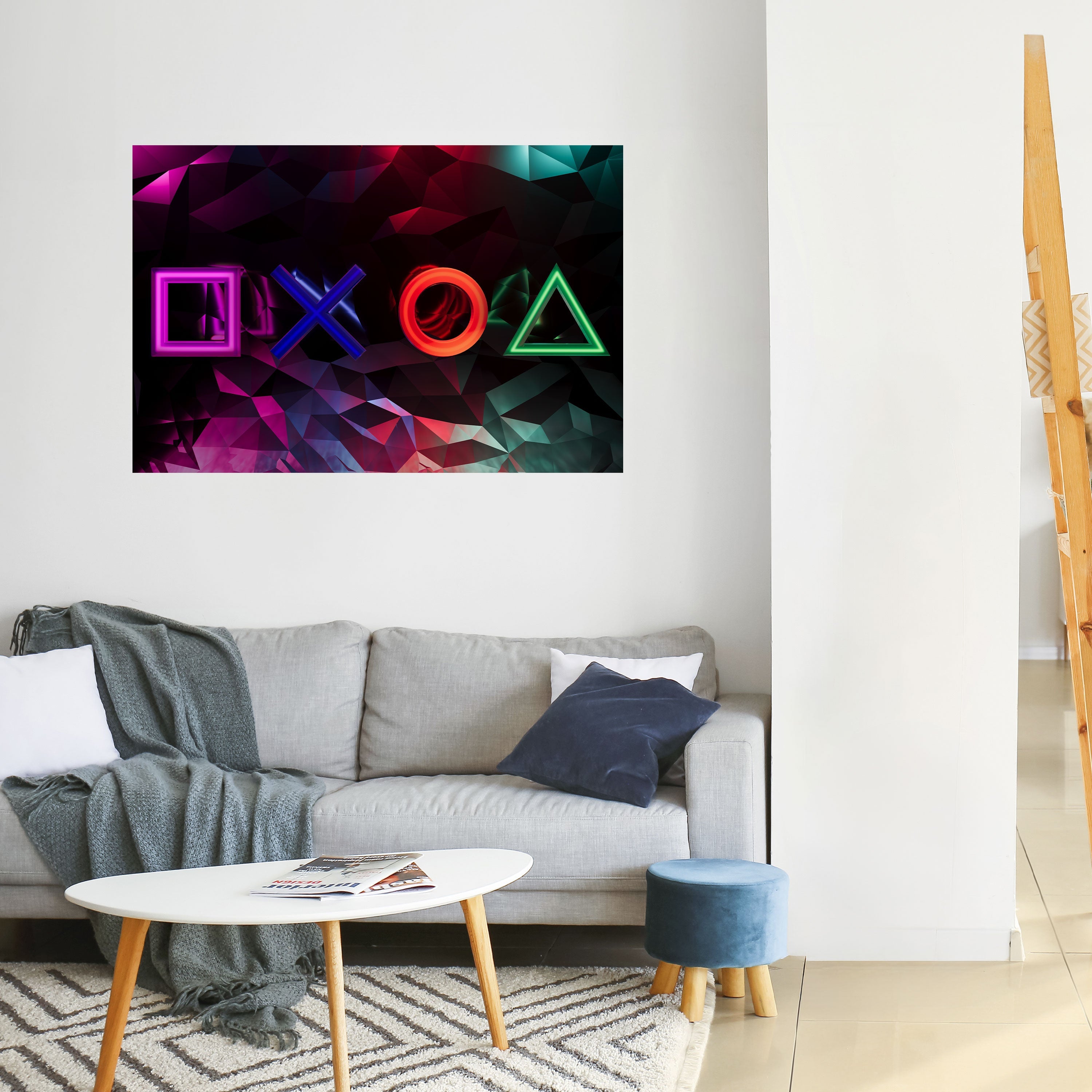 GEOMETRIC GAMER ICONS Poster Horizontal Autocolante