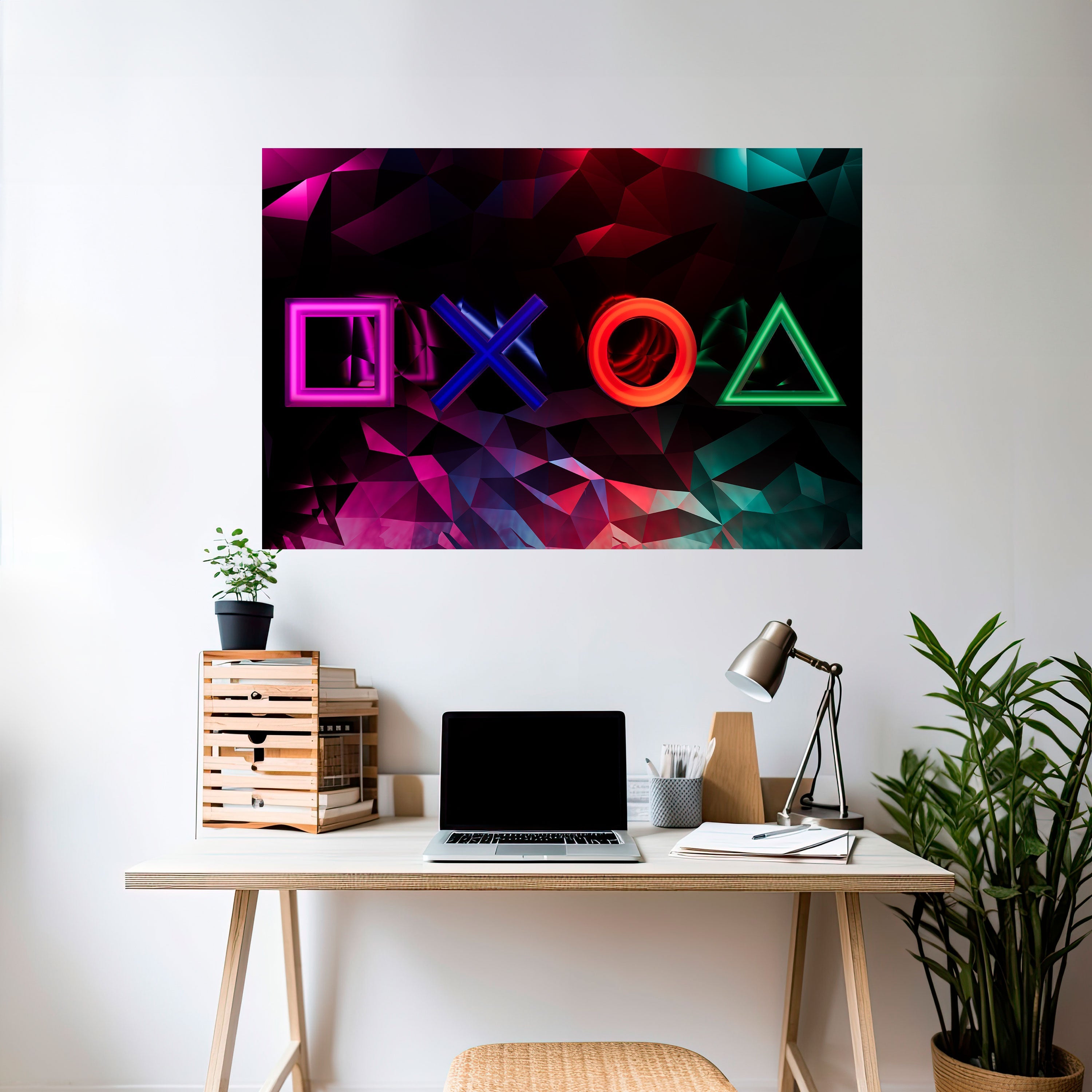 GEOMETRIC GAMER ICONS Poster Horizontal Autocolante
