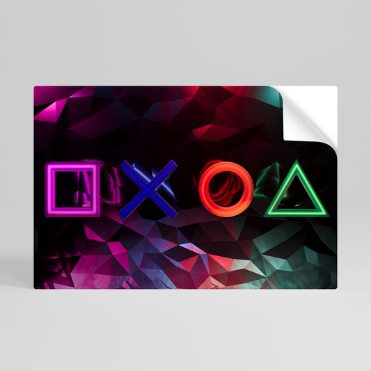GEOMETRIC GAMER ICONS Póster Autocolante Horizontal