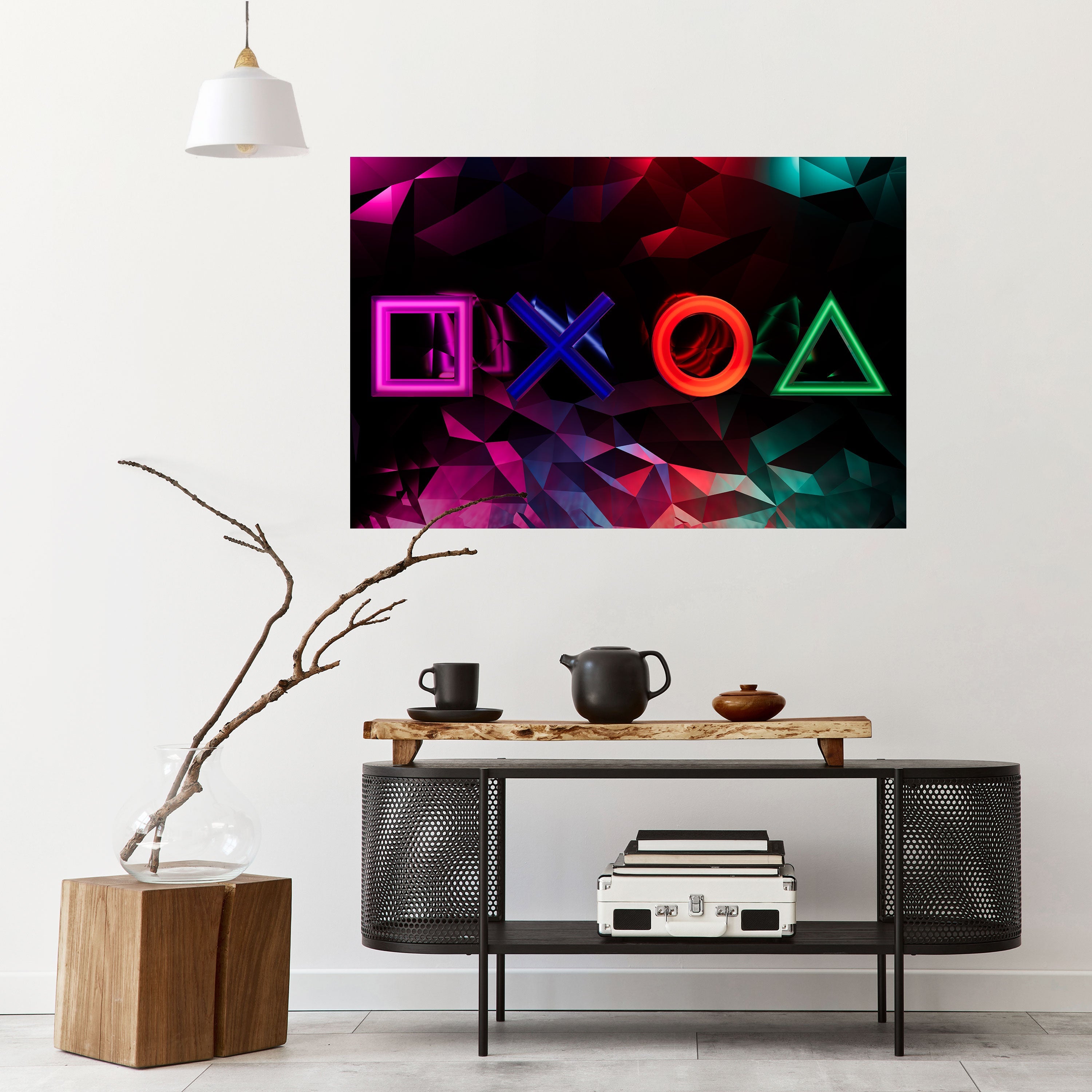 GEOMETRIC GAMER ICONS Poster Horizontal Autocolante