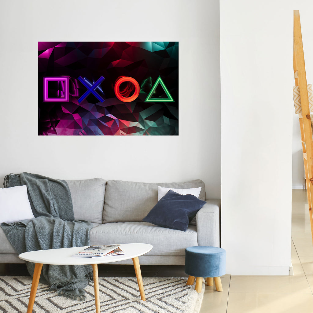 GEOMETRIC GAMER ICONS Poster Horizontal Autocolante