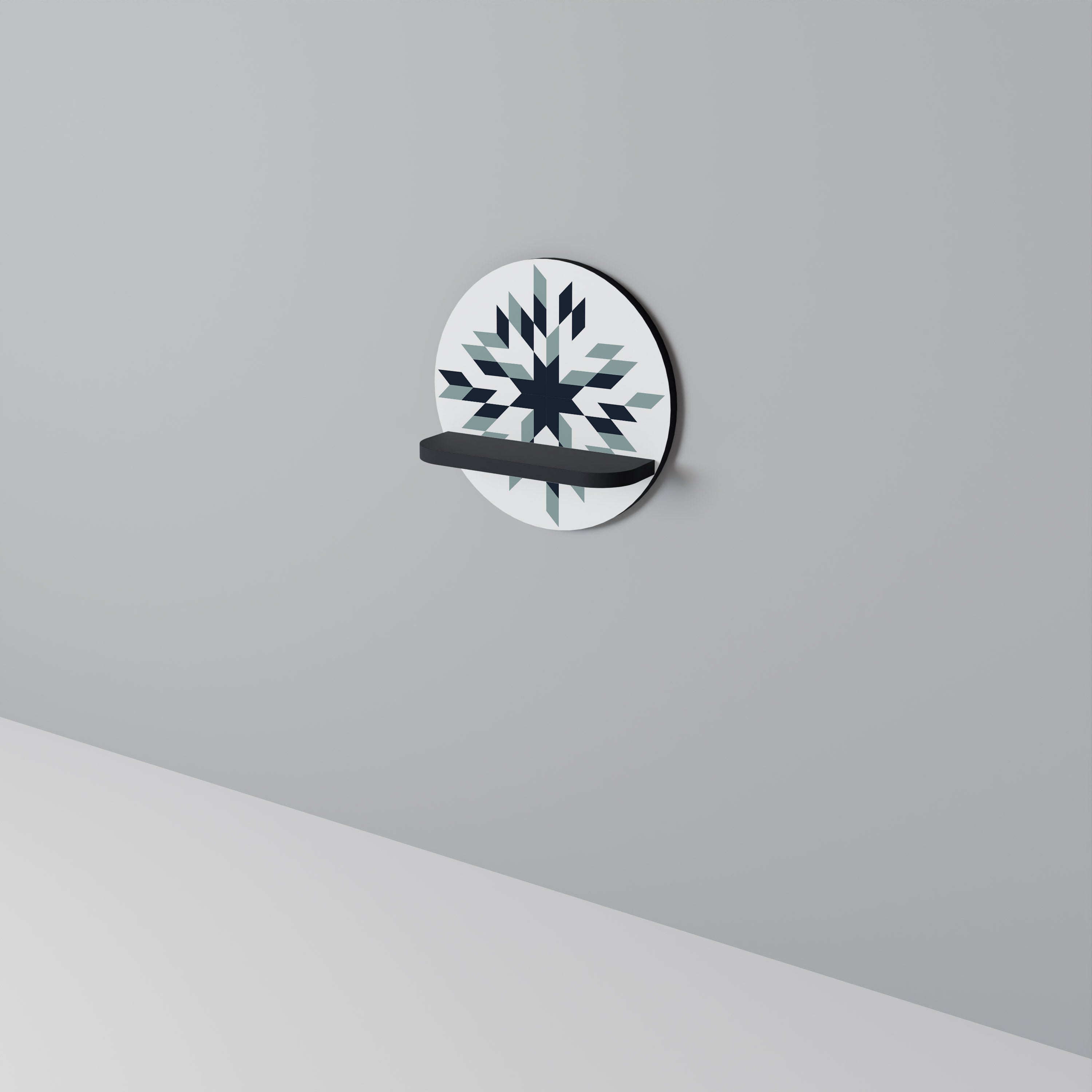 DAWN MOSAIC Prateleira Redonda Decorativa em Acabamento Preto