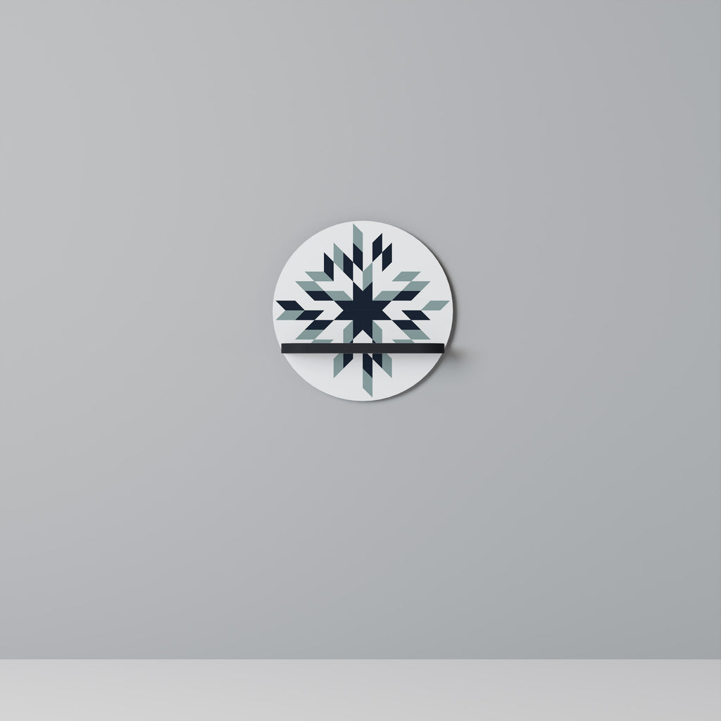 DAWN MOSAIC Prateleira Redonda Decorativa em Acabamento Preto