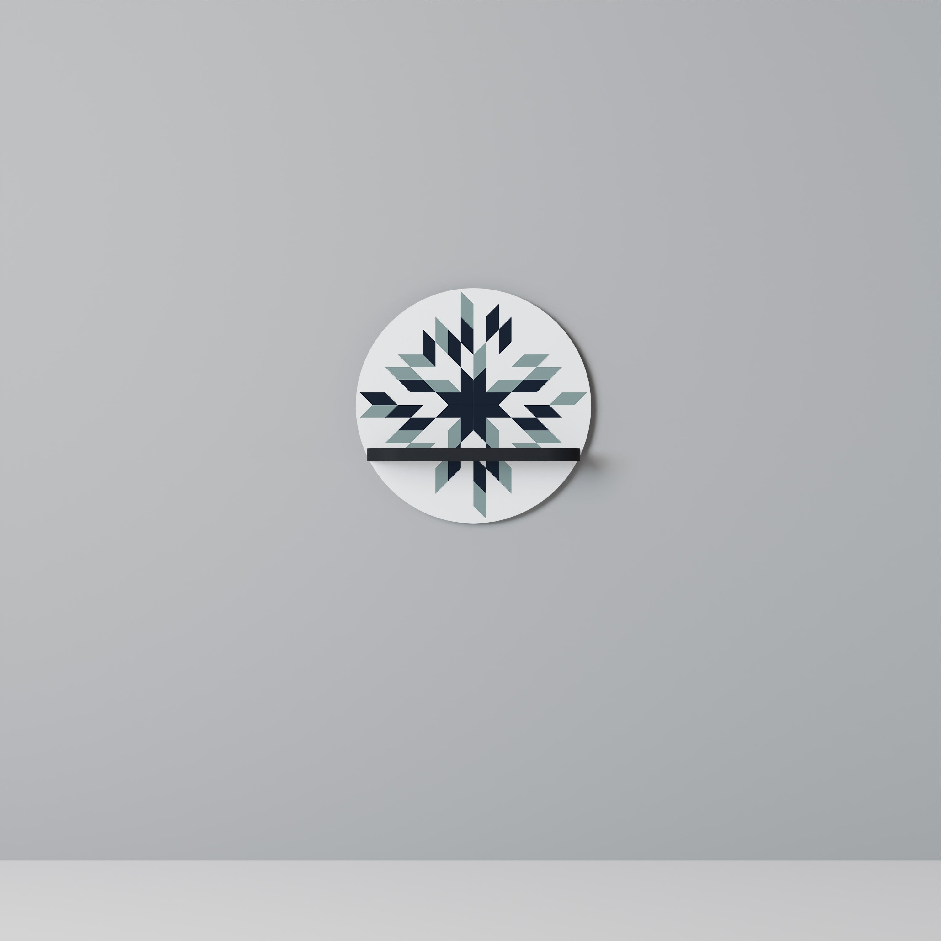 DAWN MOSAIC Prateleira Redonda Decorativa em Acabamento Preto