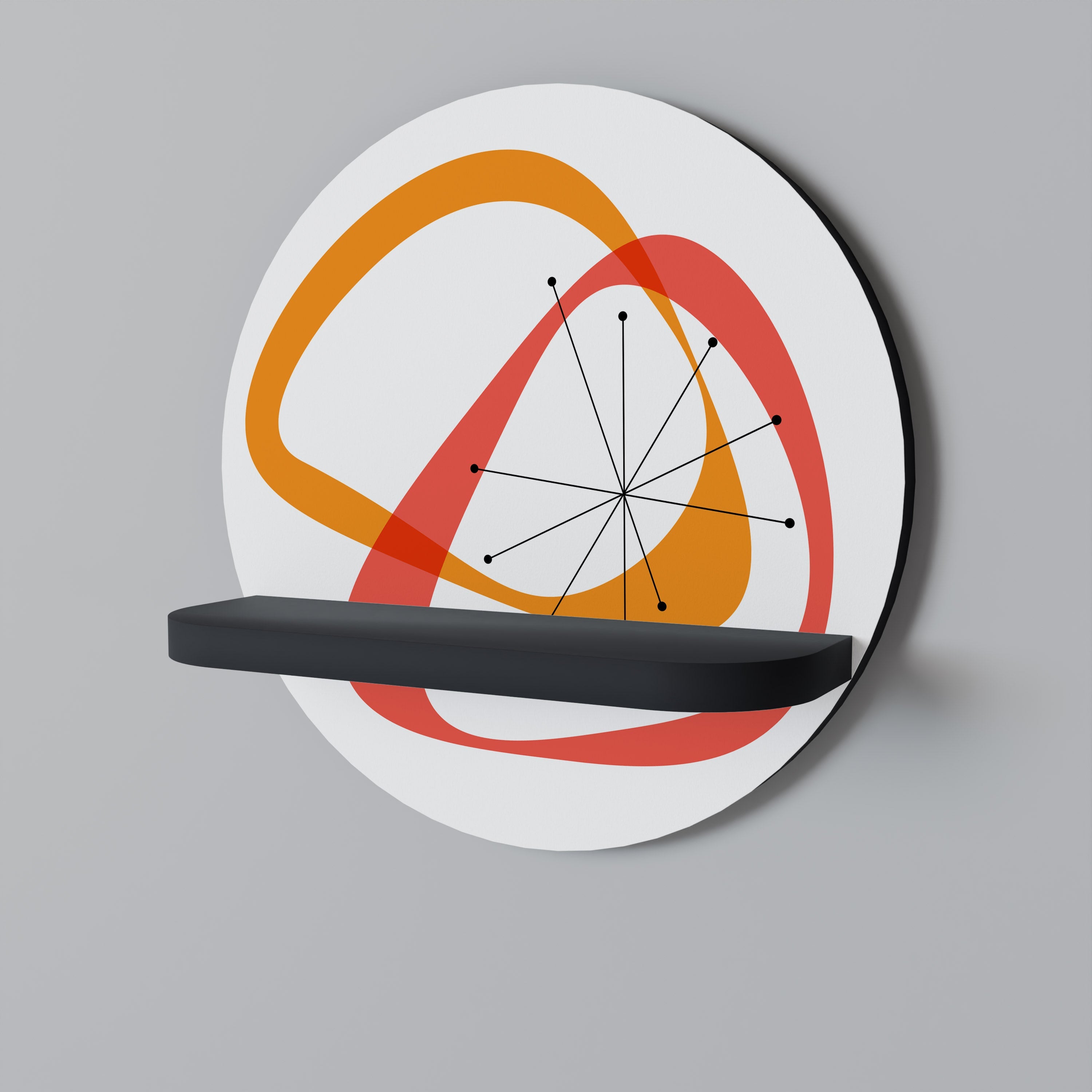 VIBRANT SUMMIT Prateleira Redonda Decorativa em Acabamento Preto