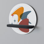 STELLAR STROKES Round Art Shelf In Black Finish