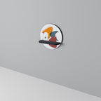 STELLAR STROKES Round Art Shelf In Black Finish