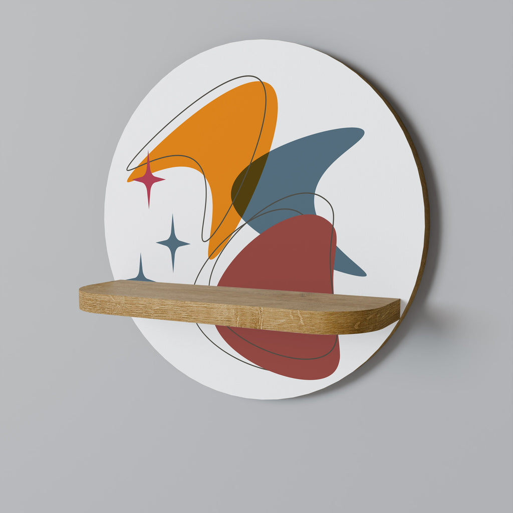 STELLAR STROKES Prateleira Redonda Decorativa em Efeito Carvalho