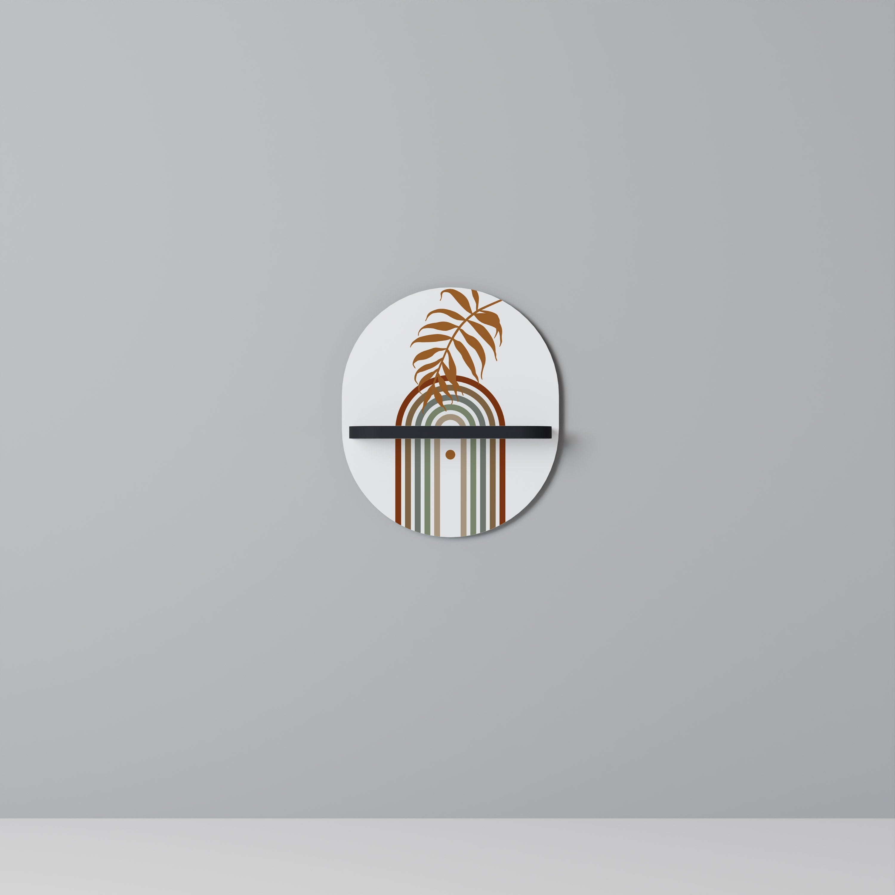 LEAF ON THE TOP Prateleira Oval Decorativa em Acabamento Preto