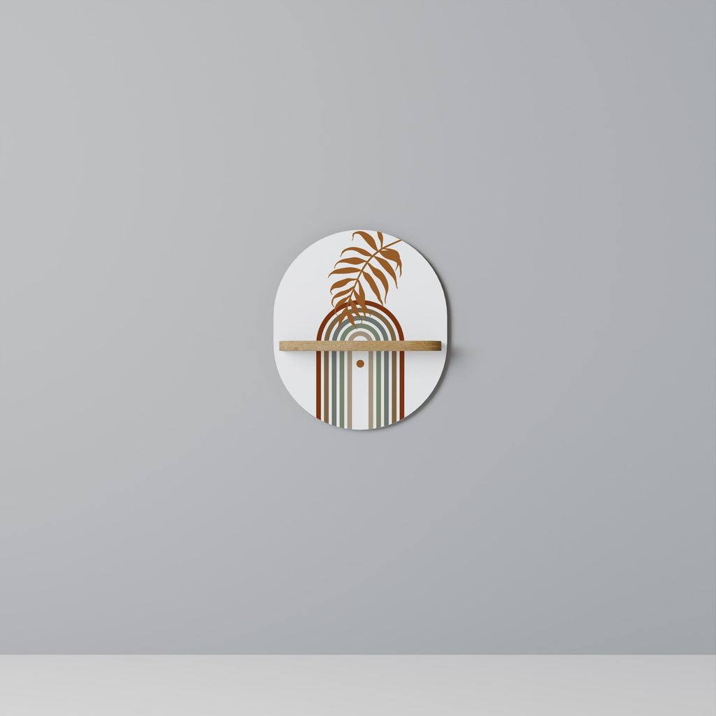 LEAF ON THE TOP Prateleira Oval Decorativa em Efeito Carvalho