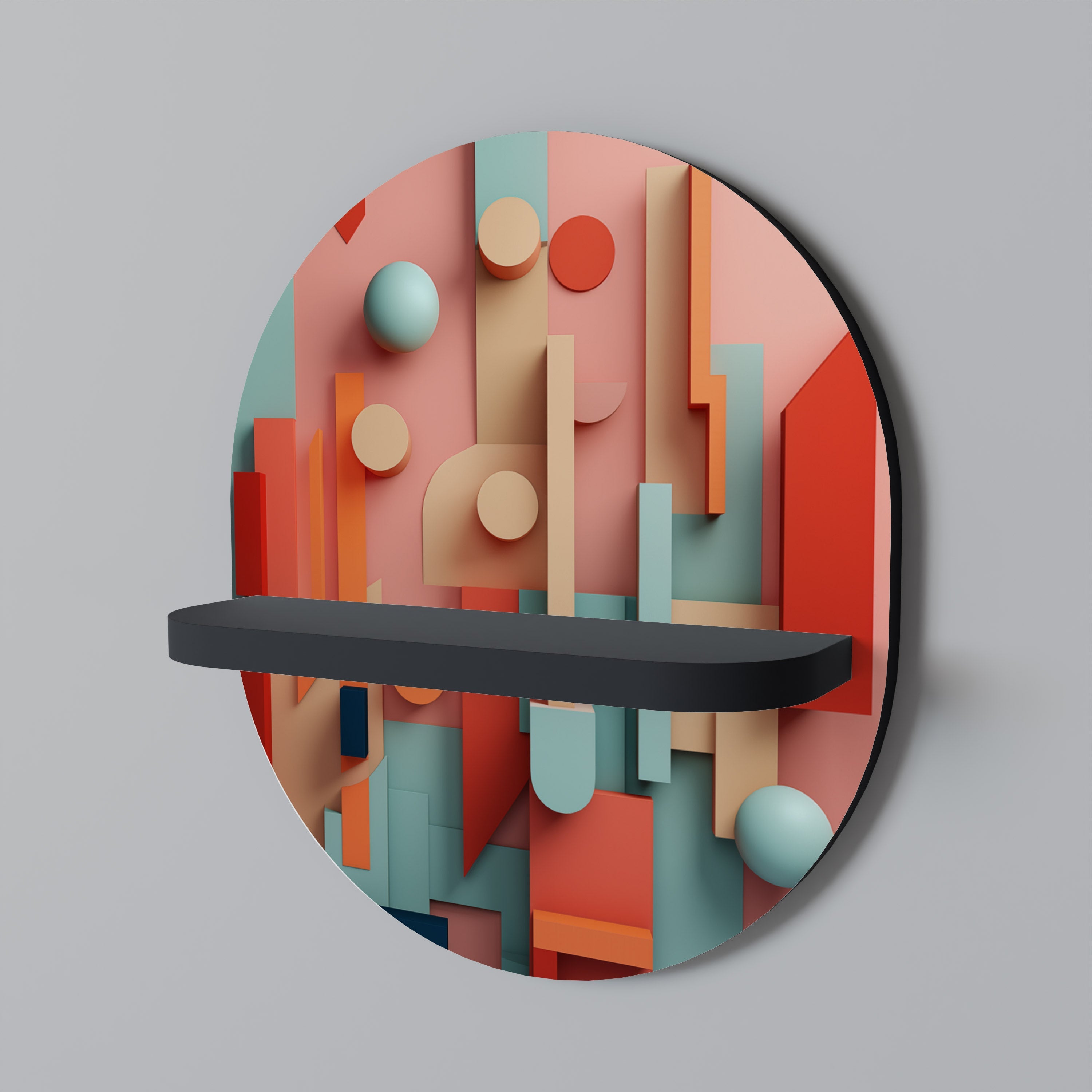 COLORBURST CONSTRUCT Prateleira Oval Decorativa em Acabamento Preto