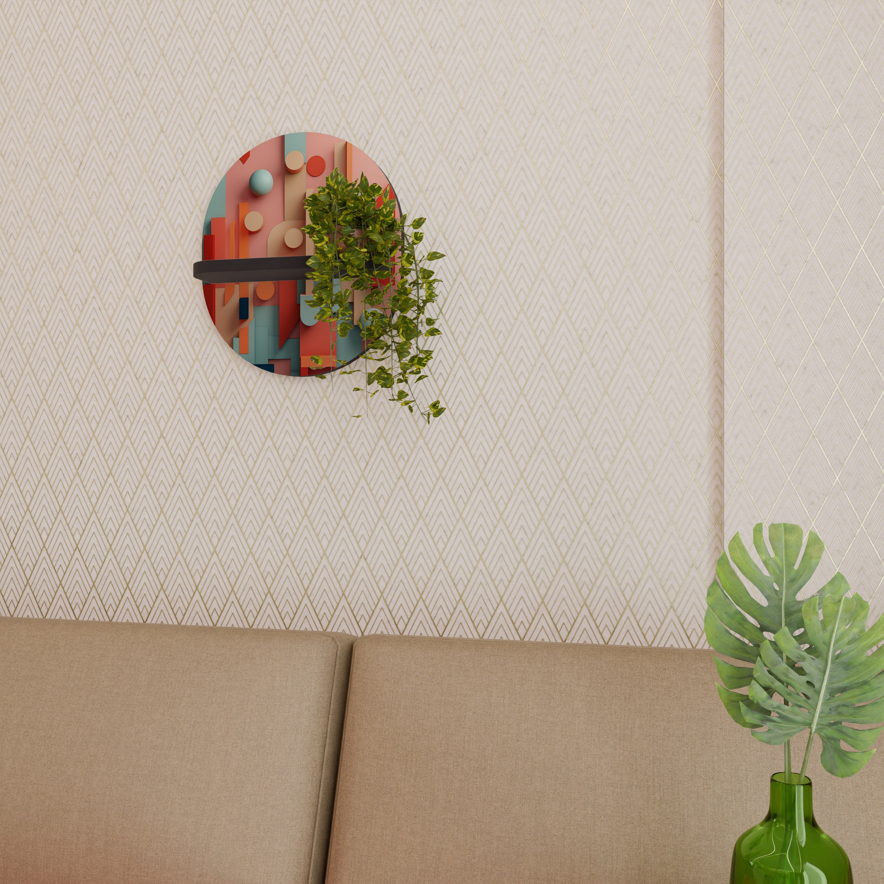 COLORBURST CONSTRUCT Prateleira Oval Decorativa em Acabamento Preto