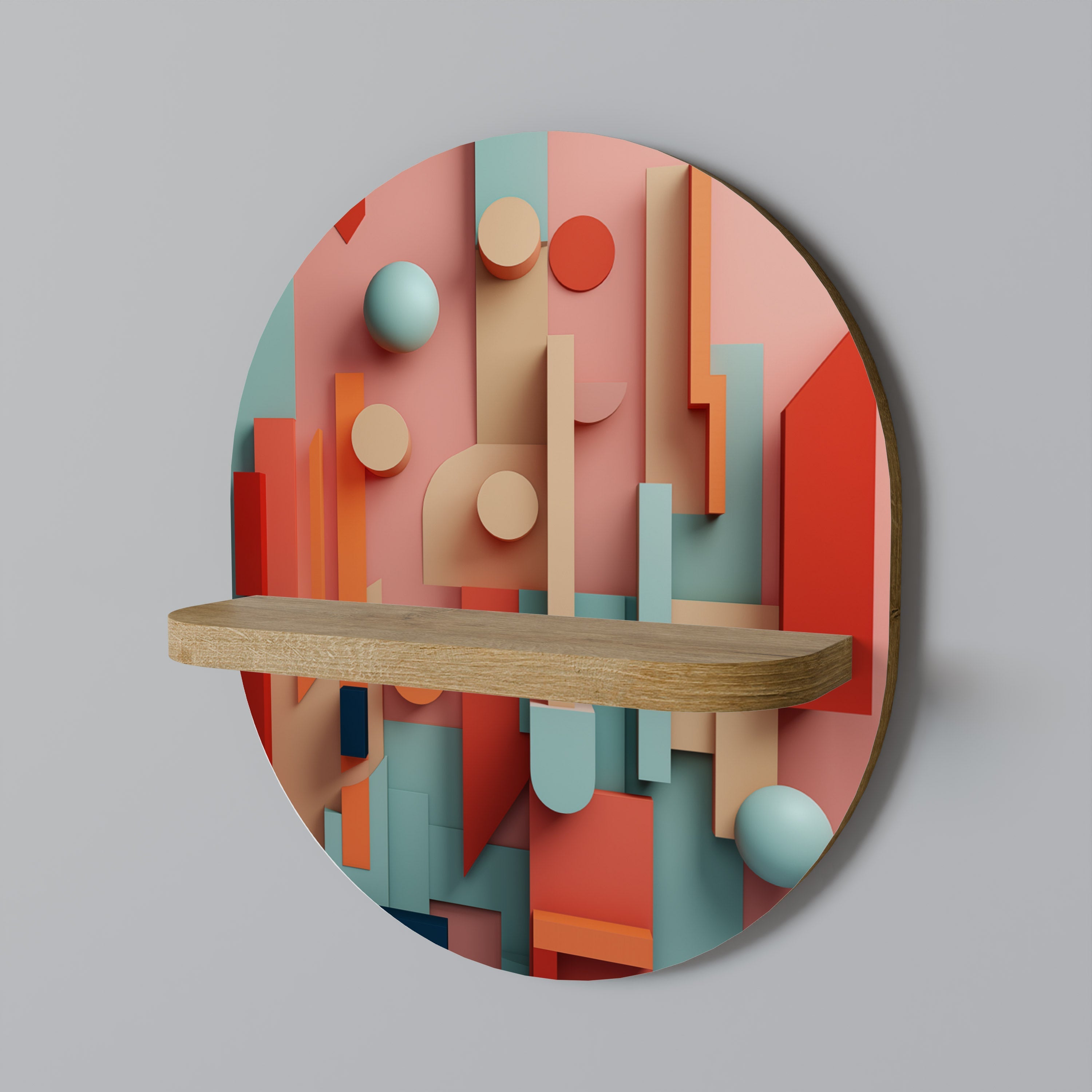 COLORBURST CONSTRUCT Prateleira Oval Decorativa em Efeito Carvalho