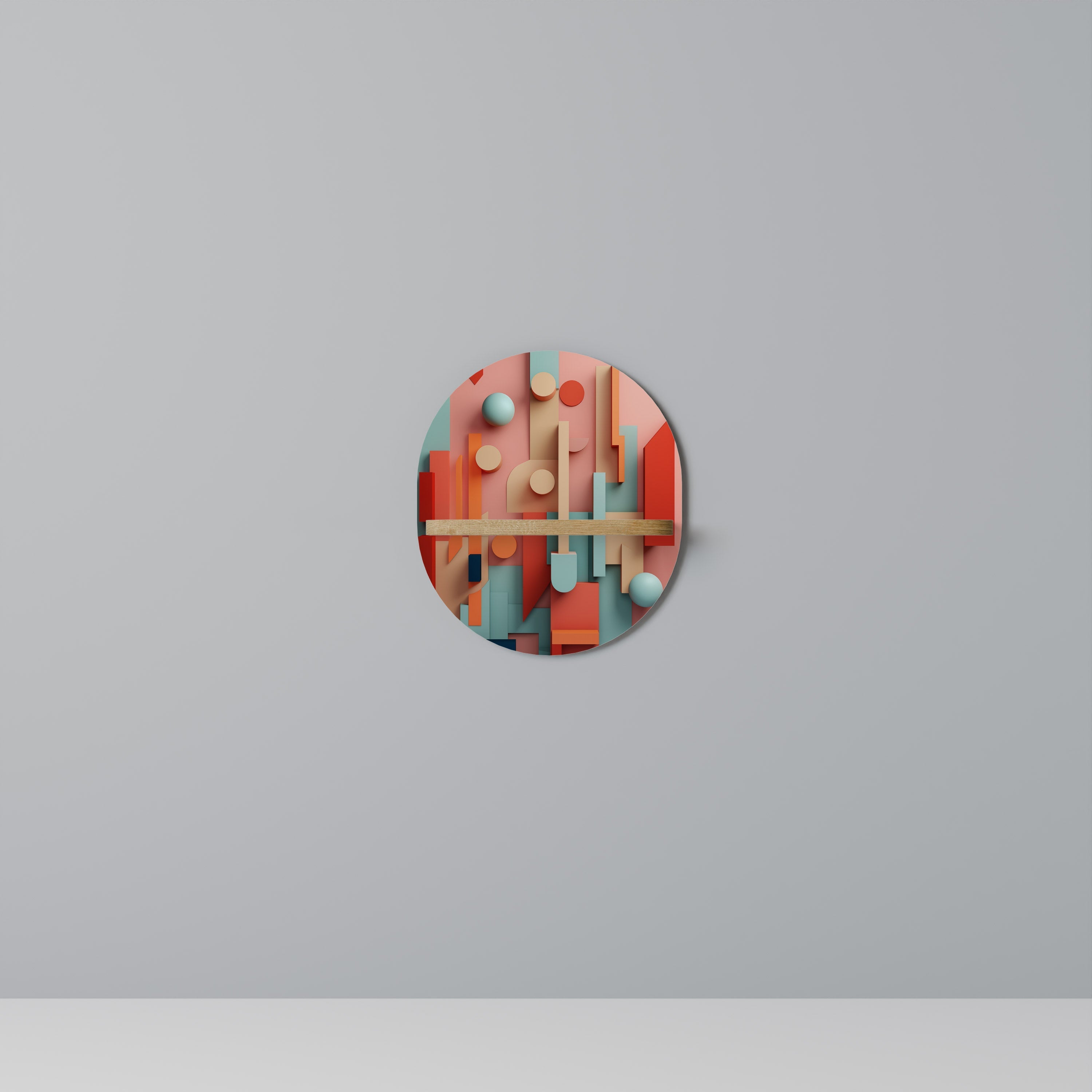 COLORBURST CONSTRUCT Prateleira Oval Decorativa em Efeito Carvalho