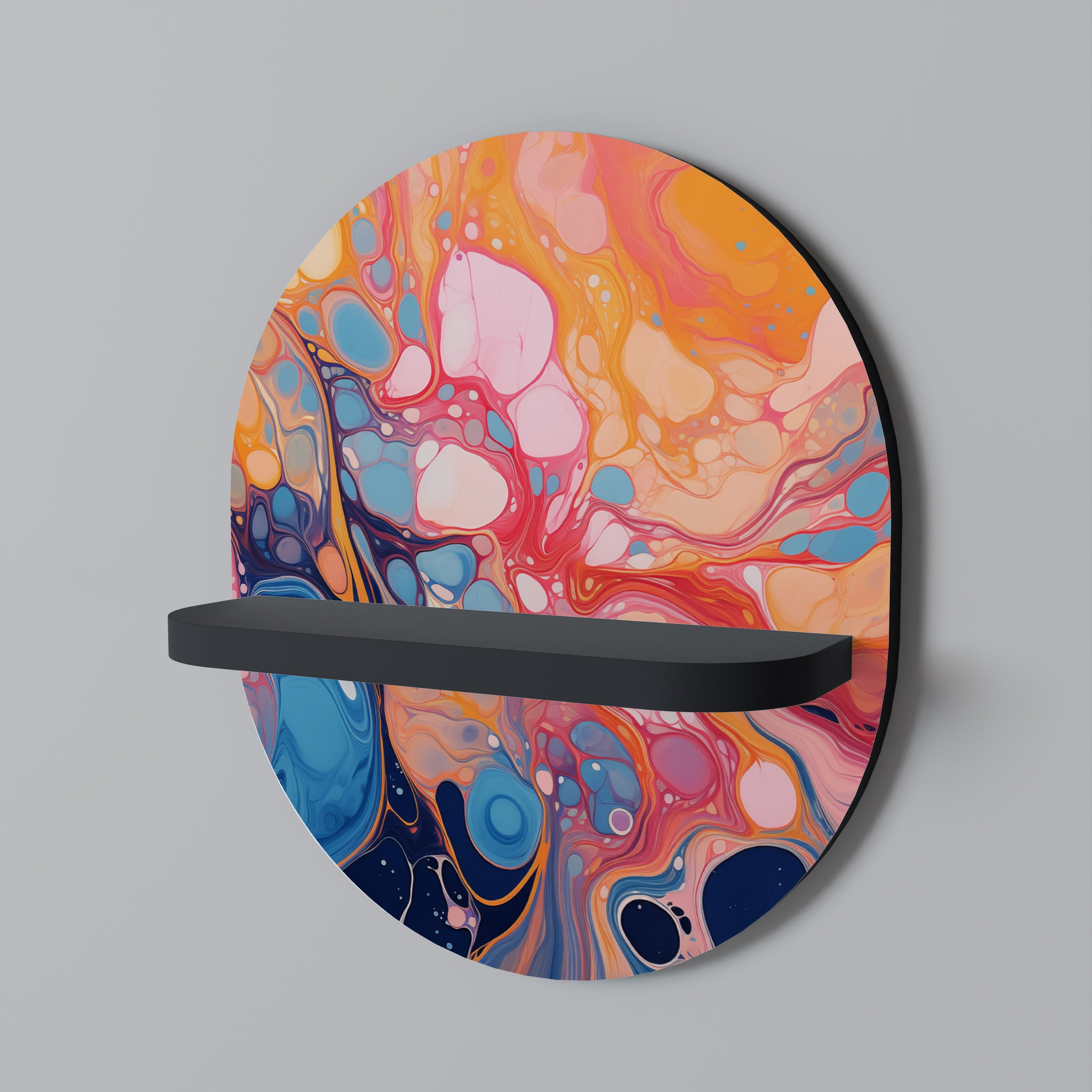 INKED ILLUSIONS Prateleira Oval Decorativa em Acabamento Preto