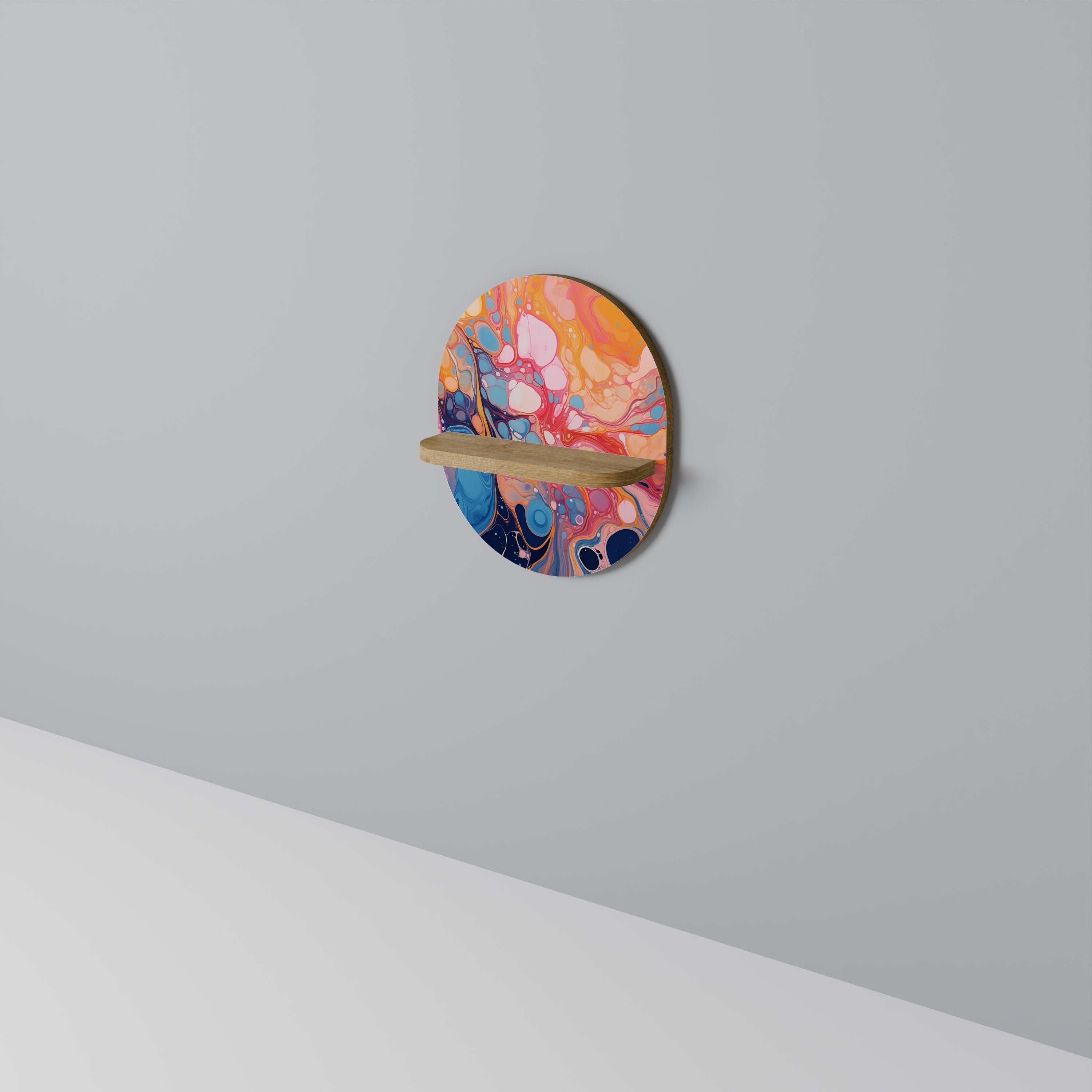 INKED ILLUSIONS Prateleira Oval Decorativa em Efeito Carvalho