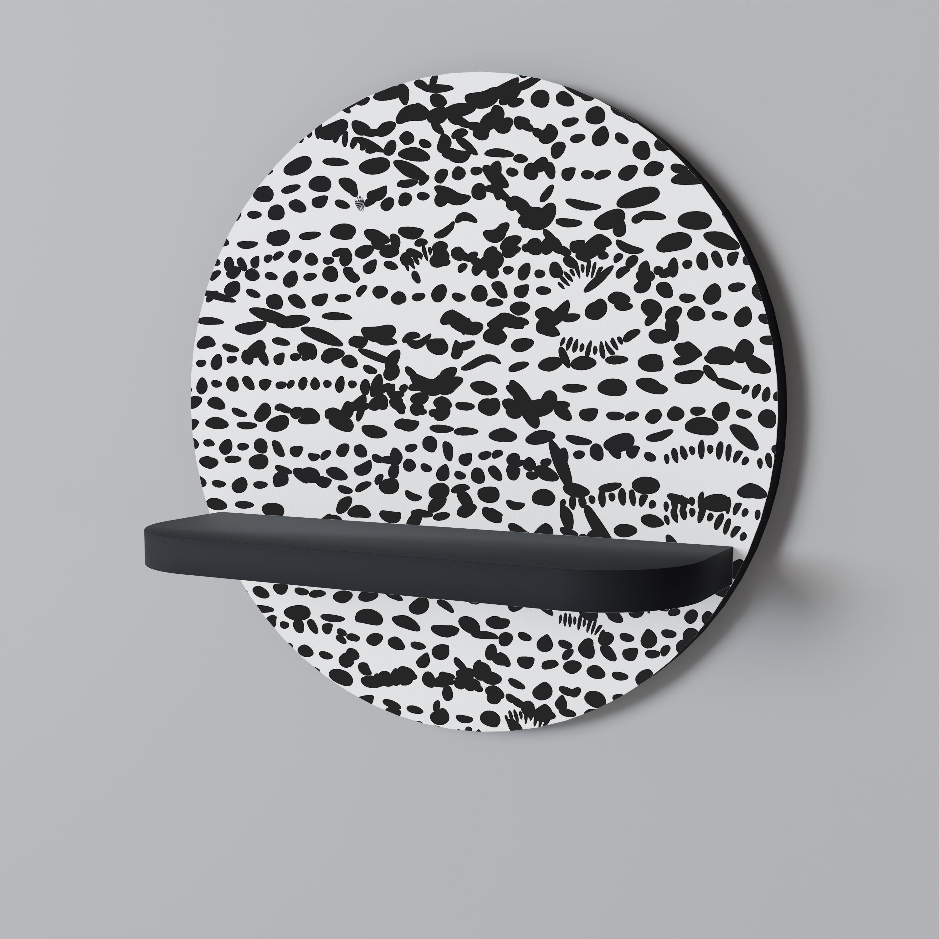 LUNAR LOOM Round Art Shelf In Black Finish