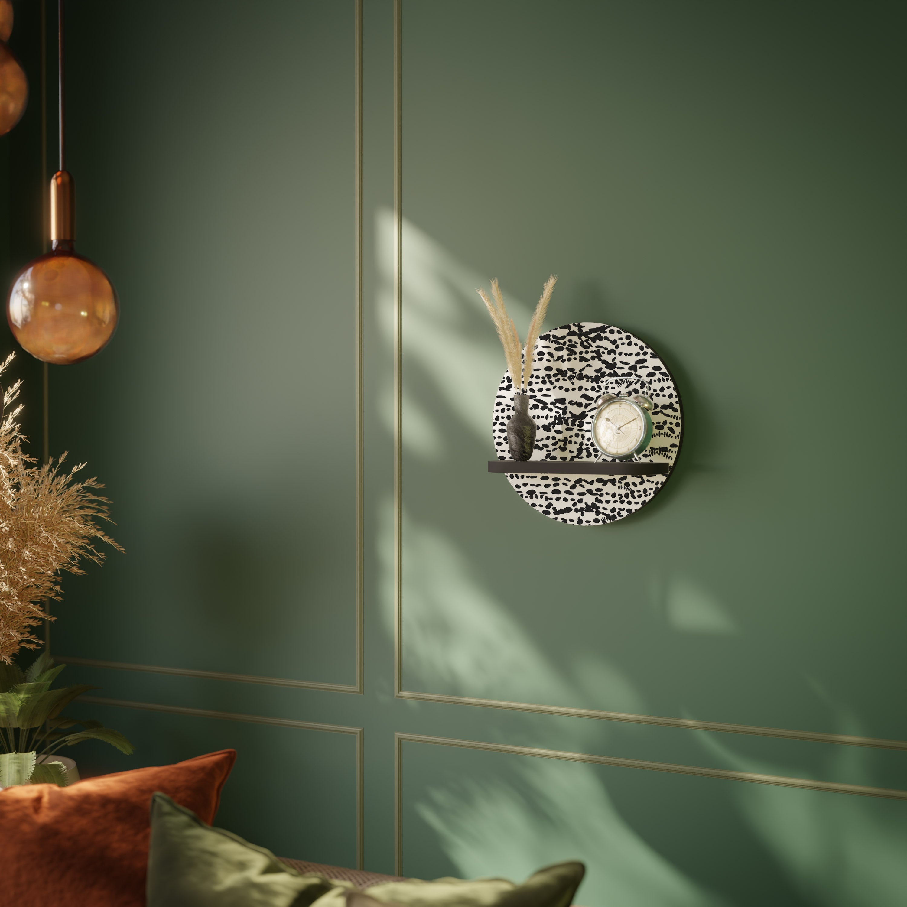 LUNAR LOOM Round Art Shelf In Black Finish