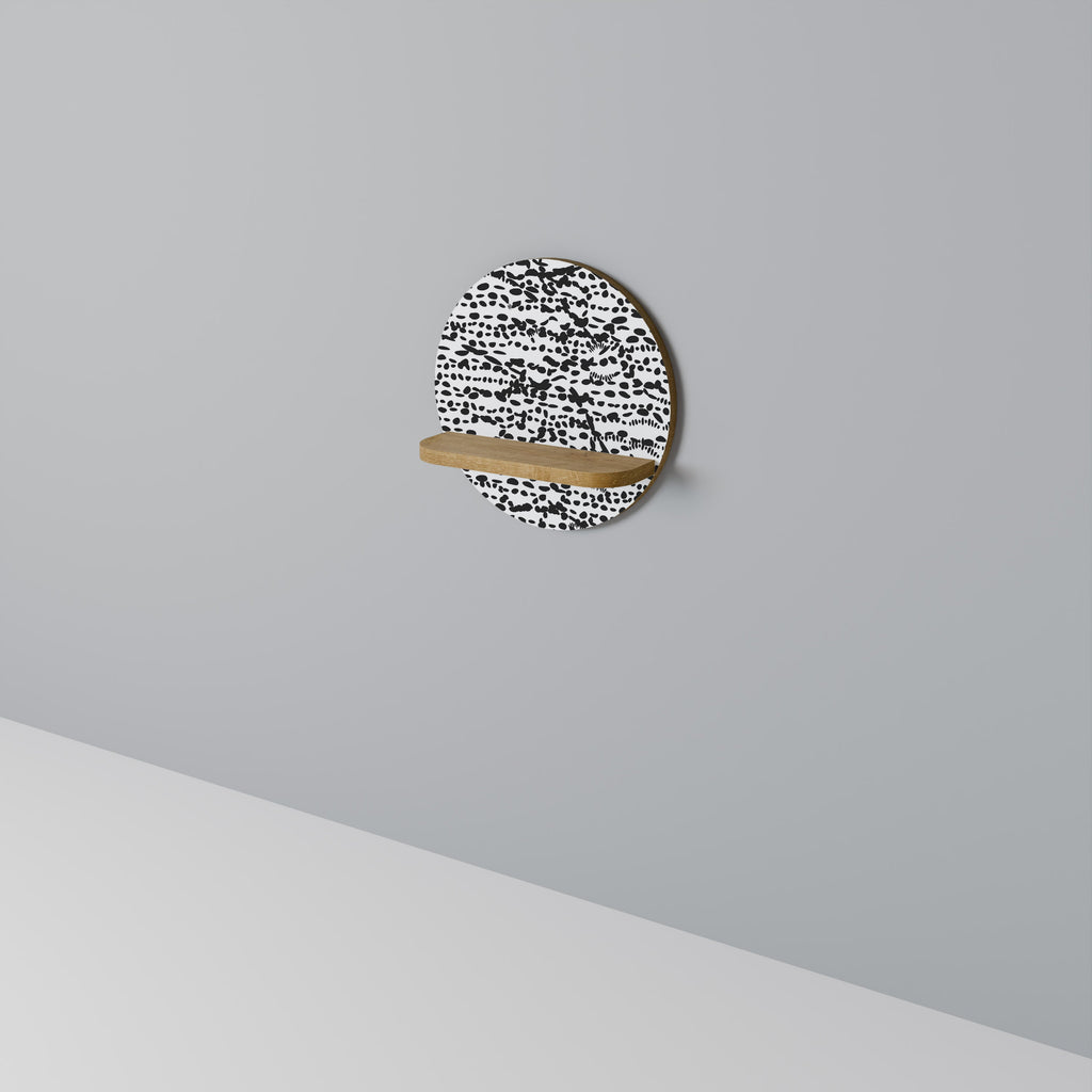 LUNAR LOOM Round Art Shelf In Oak Effect