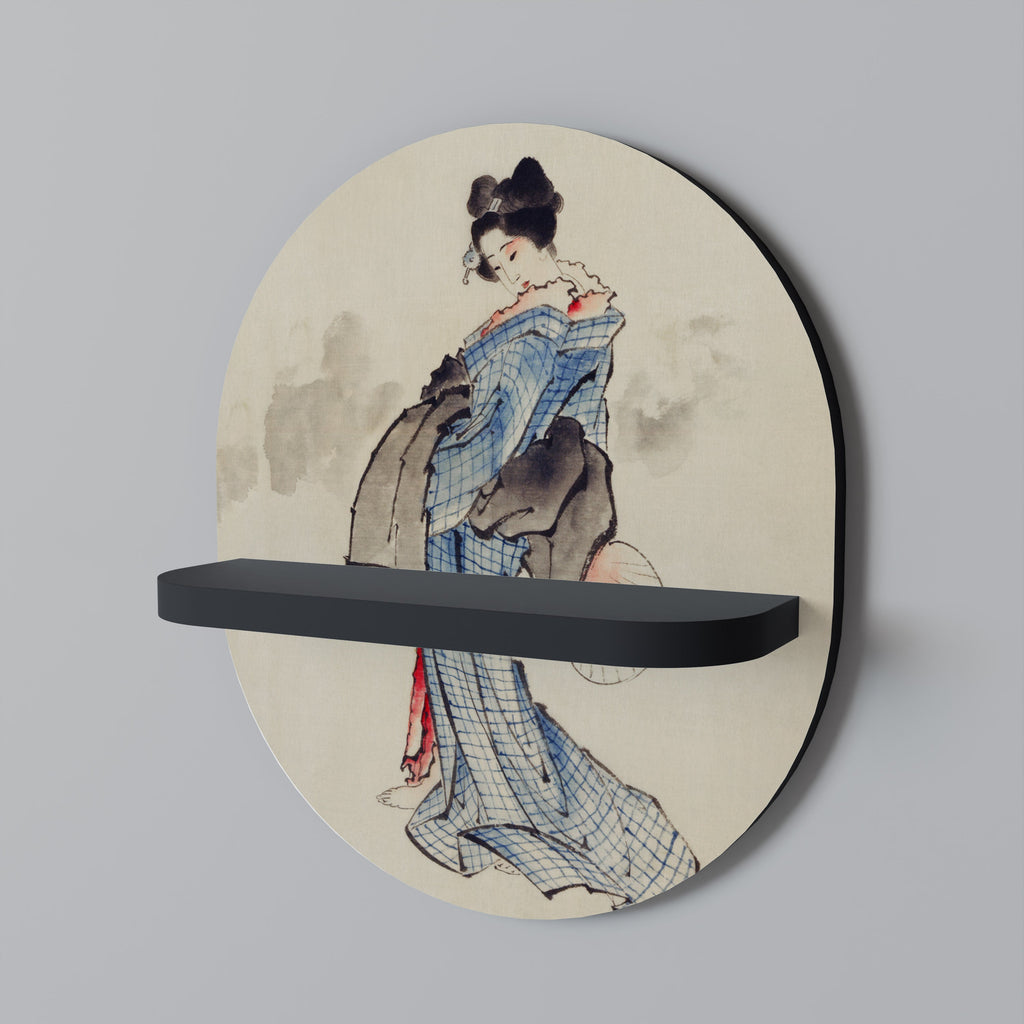 GEISHA FANTASY Prateleira Oval Decorativa em Acabamento Preto