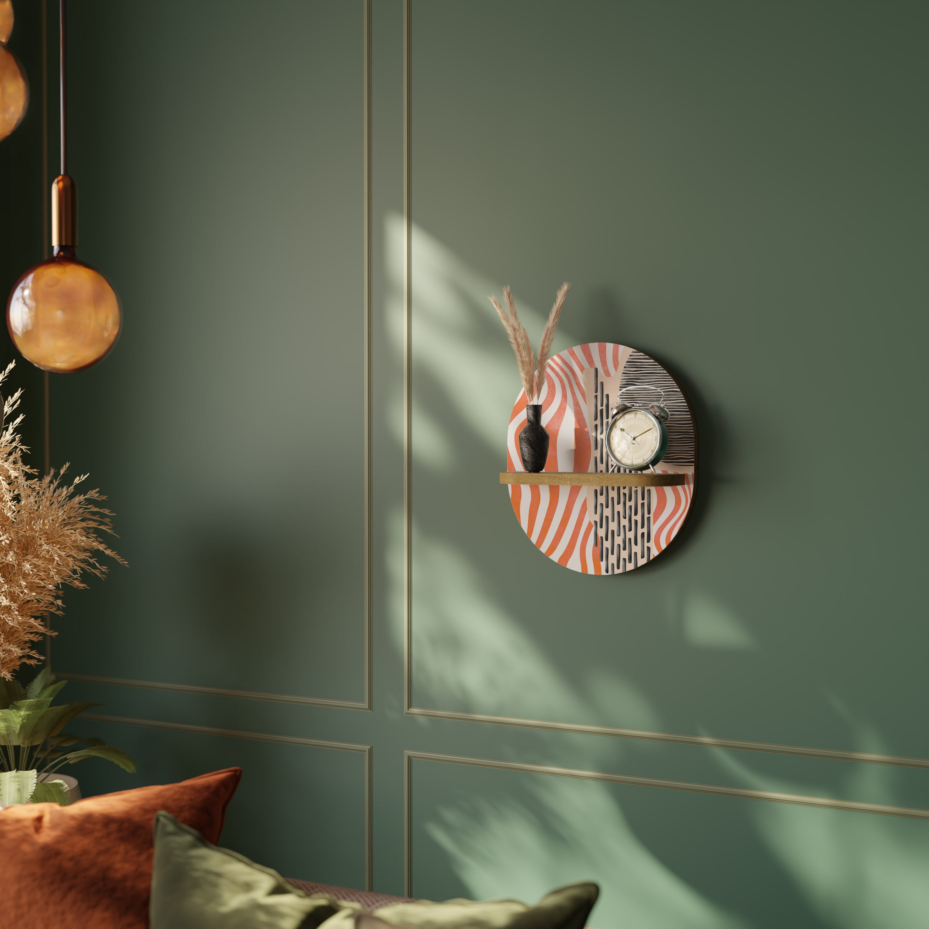 SUBLIME SYNTHESIS Prateleira Oval Decorativa em Efeito Carvalho