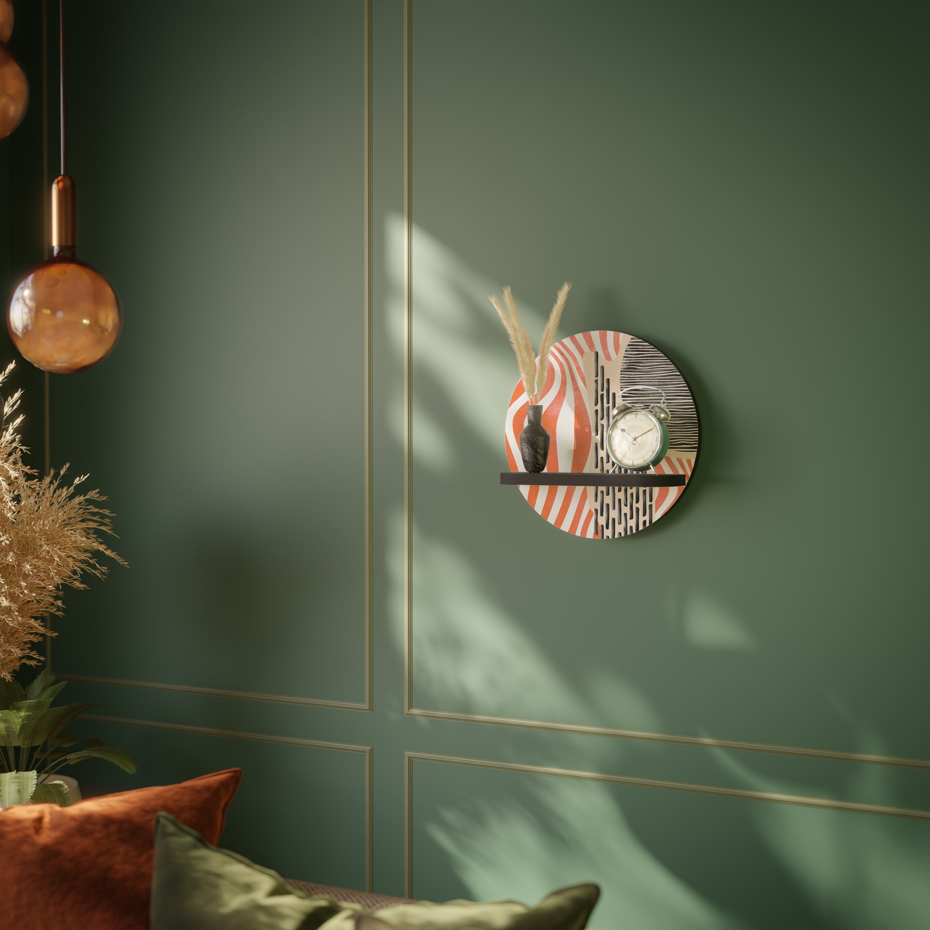 SUBLIME SYNTHESIS Round Art Shelf In Black Finish