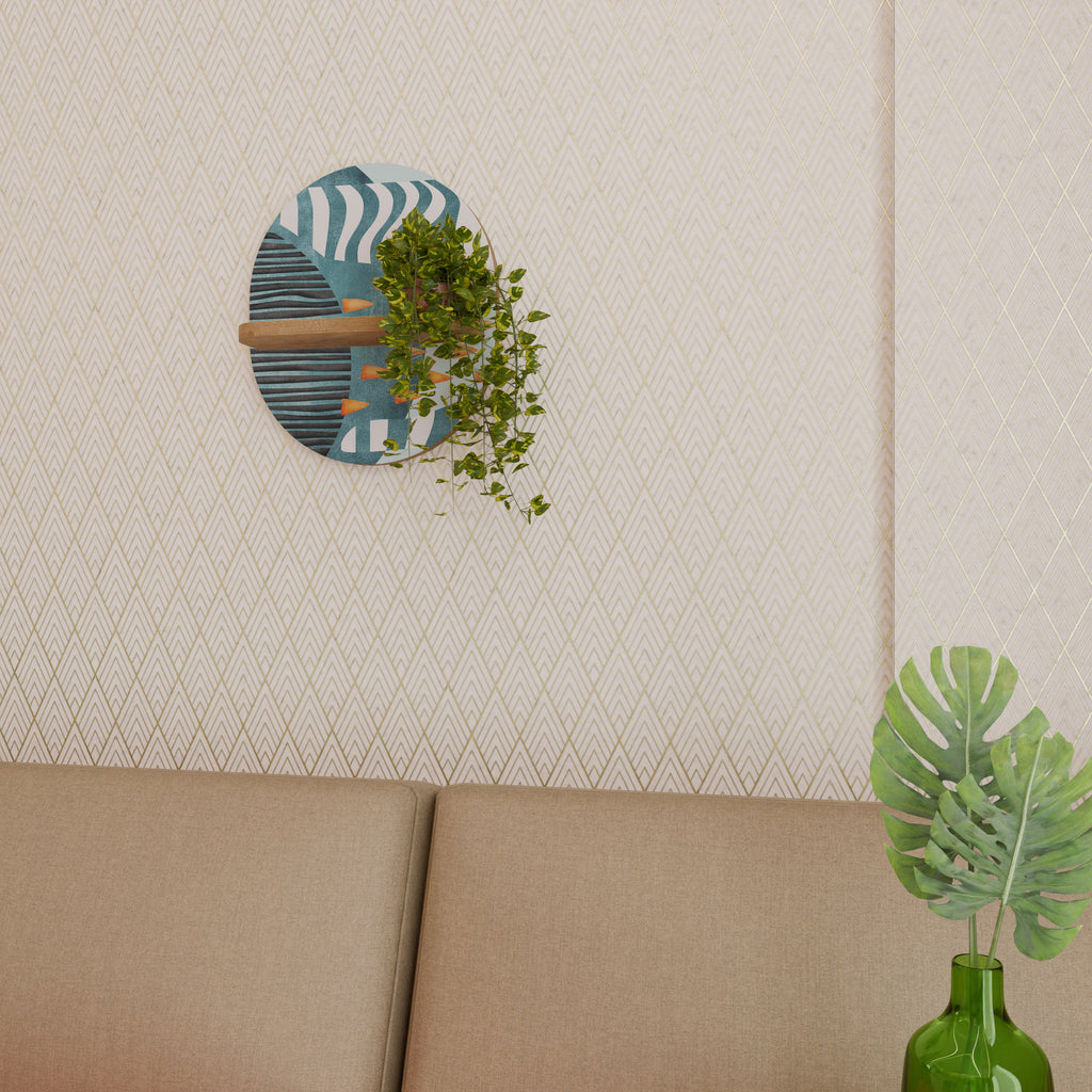 SHROUDED SHAPES Prateleira Oval Decorativa em Efeito Carvalho