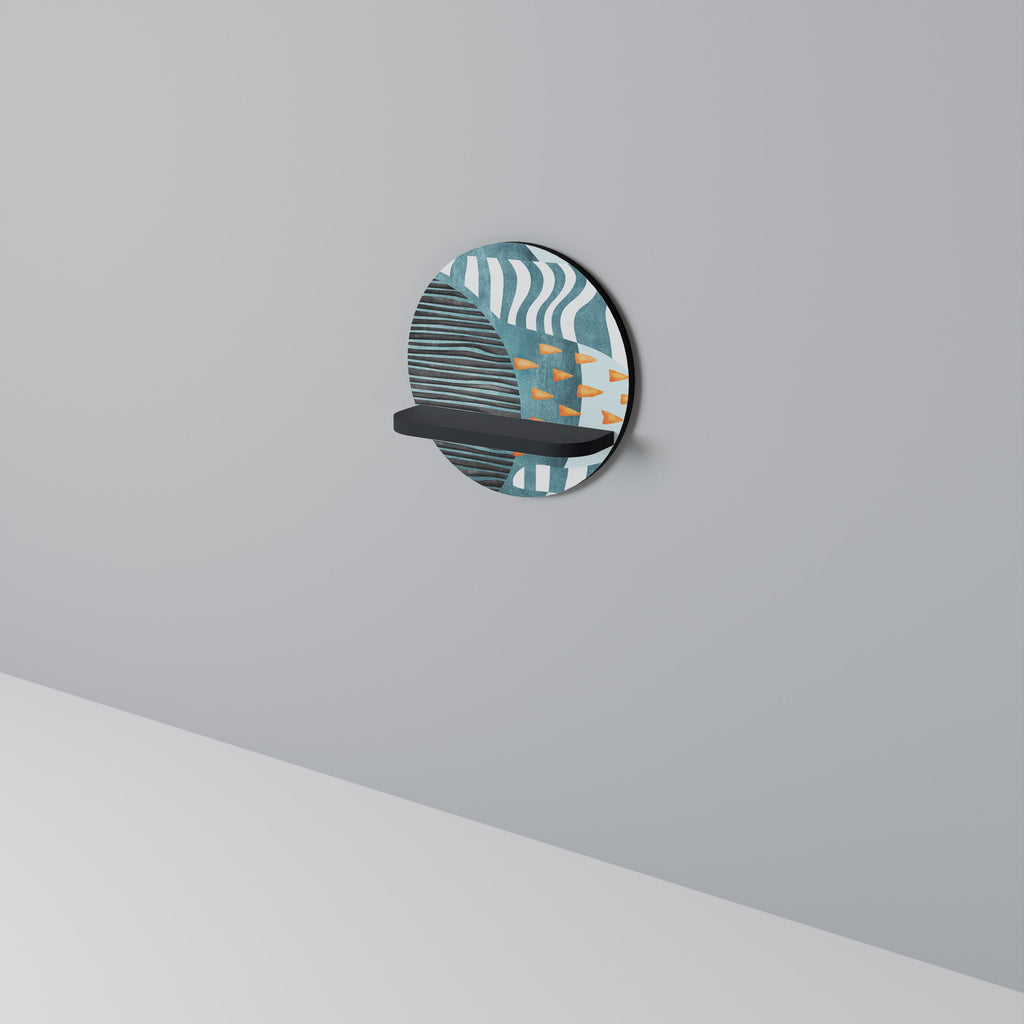 SHROUDED SHAPES Round Art Shelf In Black Finish