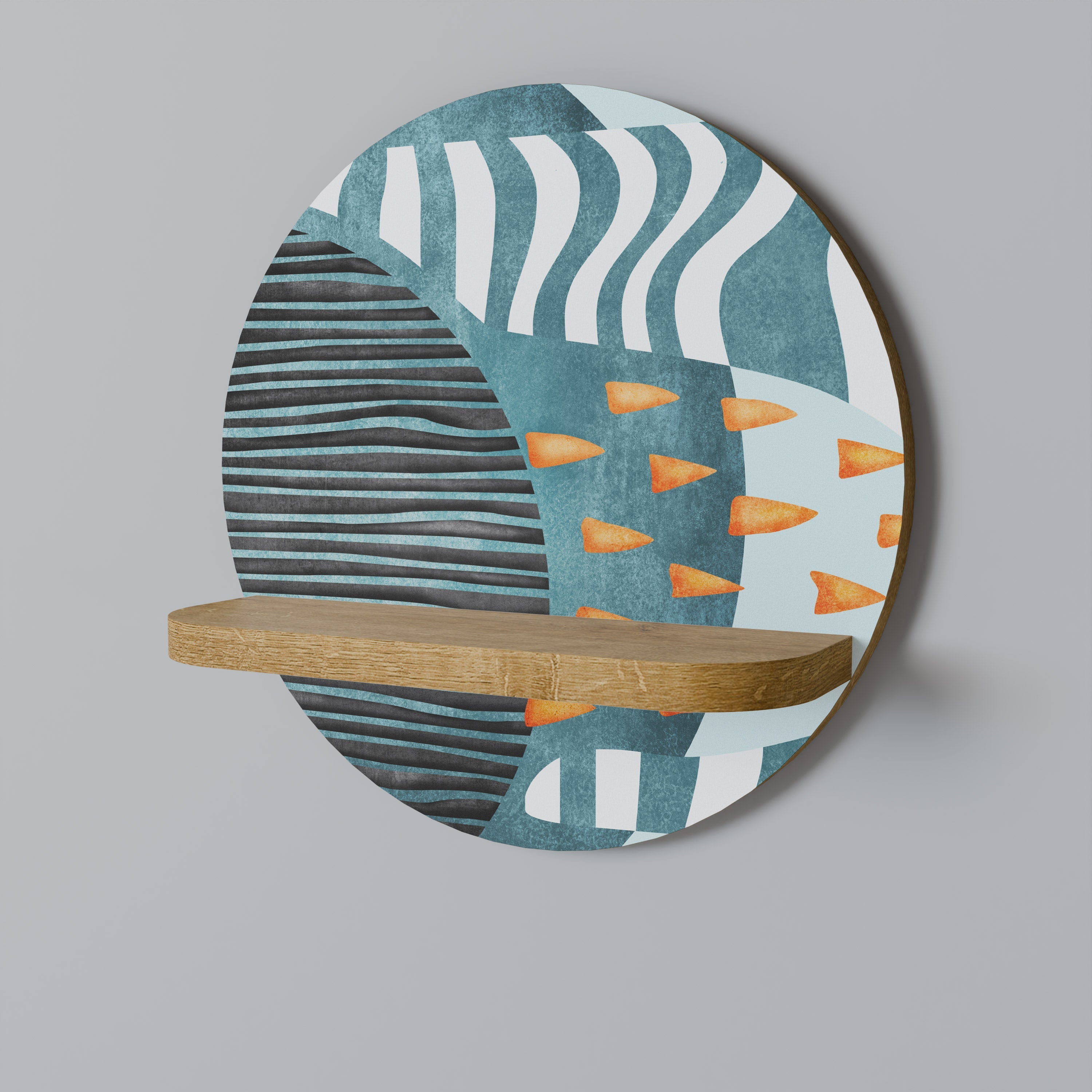 SHROUDED SHAPES Prateleira Redonda Decorativa em Efeito Carvalho