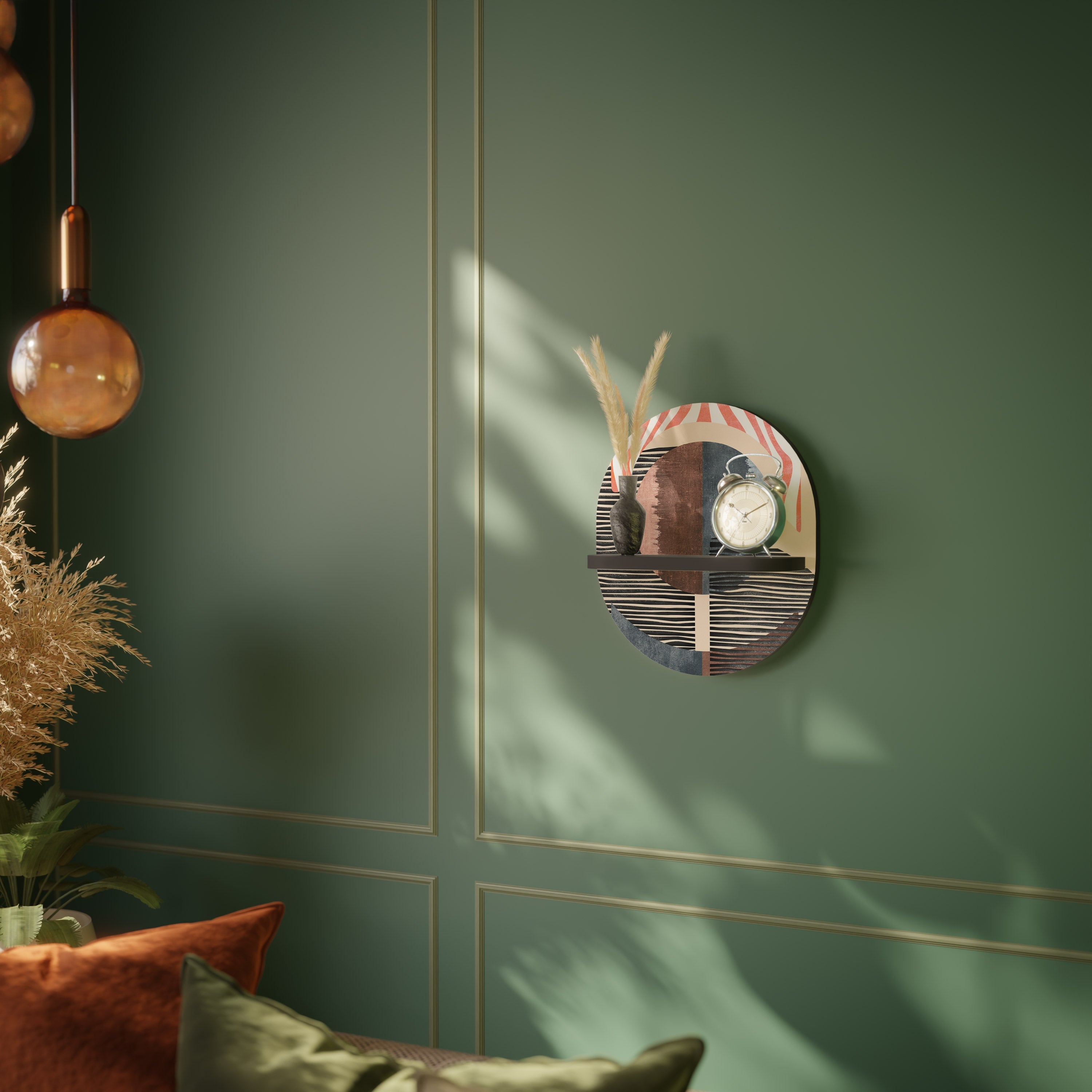 WHISPERS OF FORM Prateleira Oval Decorativa em Acabamento Preto